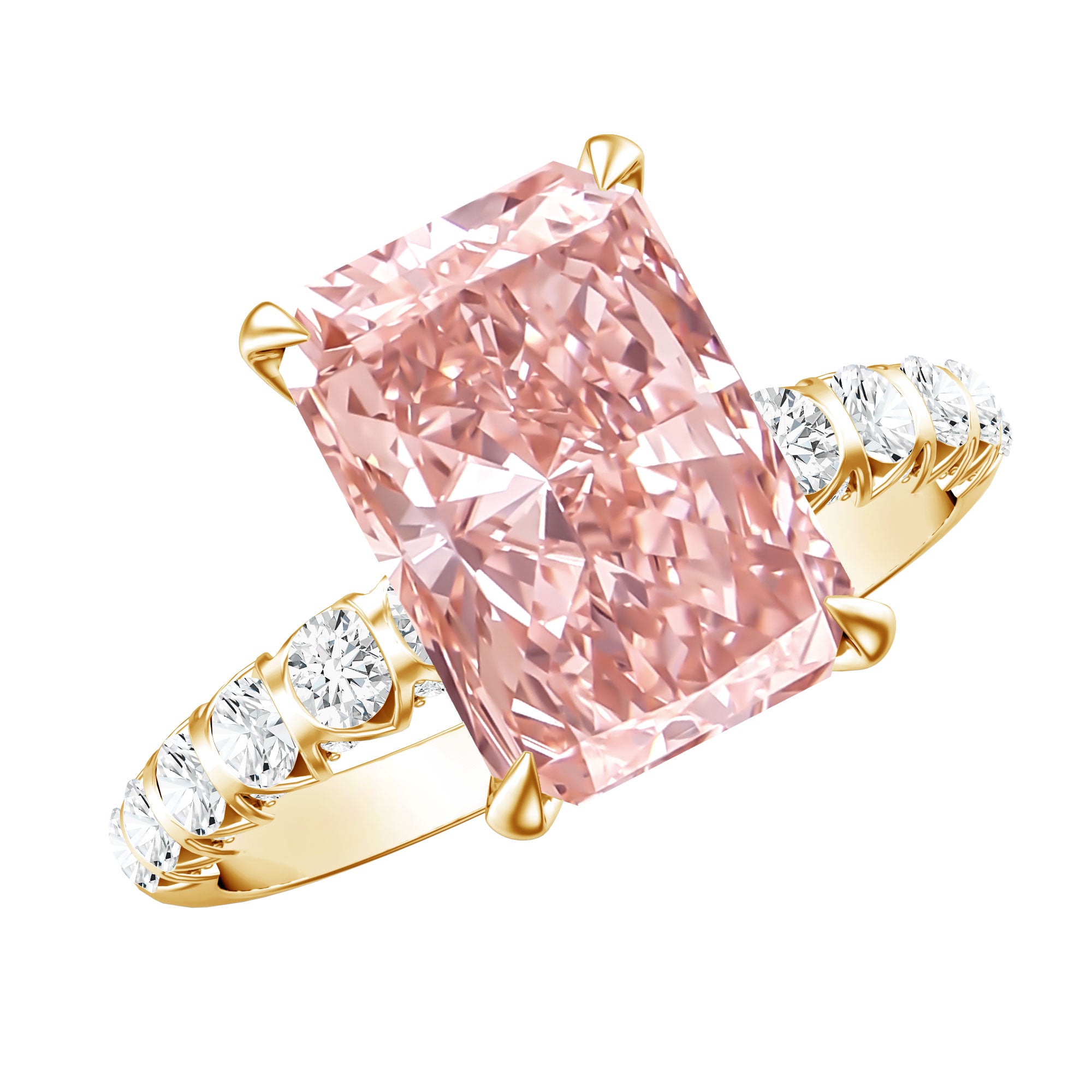 Rosec Jewels-Lab Grown 4 Carat Pink Diamond Radiant Cut Engagement Ring with IGI Certificate