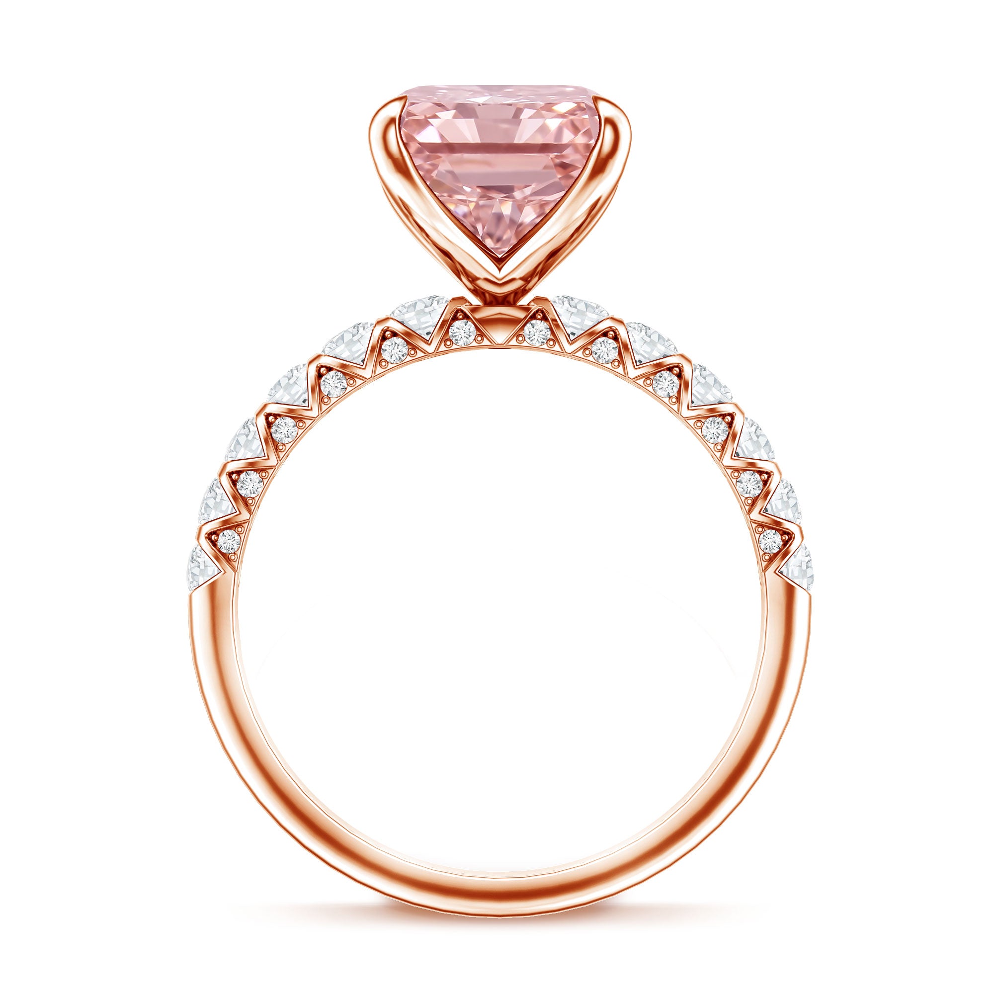 Rosec Jewels-5 Carat Radiant Lab Grown Pink Diamond Huge Statement Ring with IGI Certificate