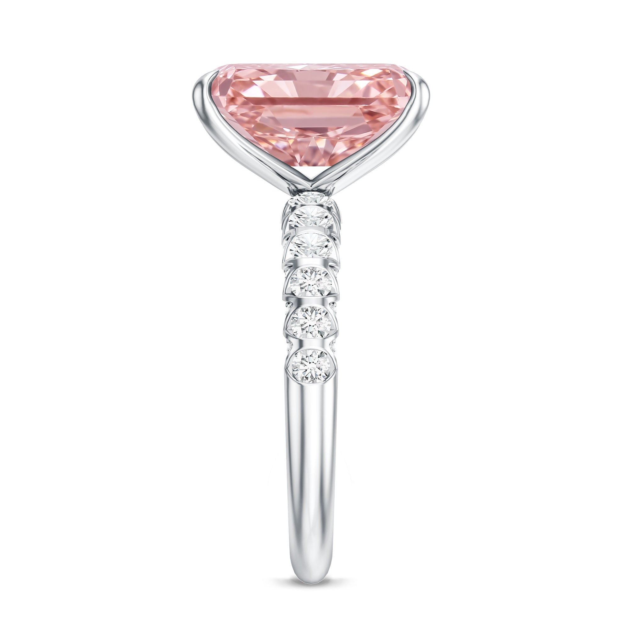 Rosec Jewels-5 Carat Radiant Lab Grown Pink Diamond Huge Statement Ring with IGI Certificate