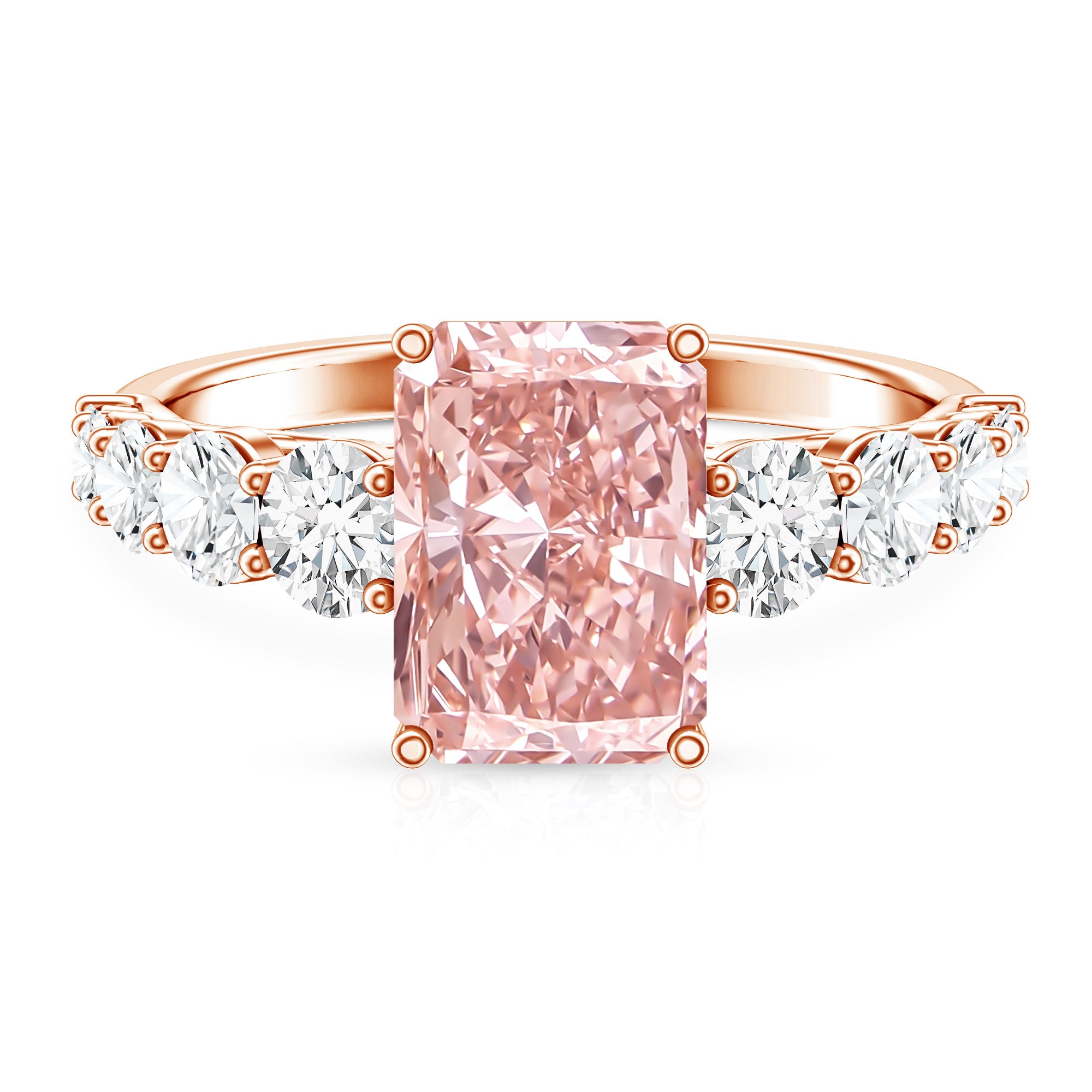 Rosec Jewels-IGI Certified 3 Ct Lab Grown Pink and White Diamond Side Stone Engagement Ring