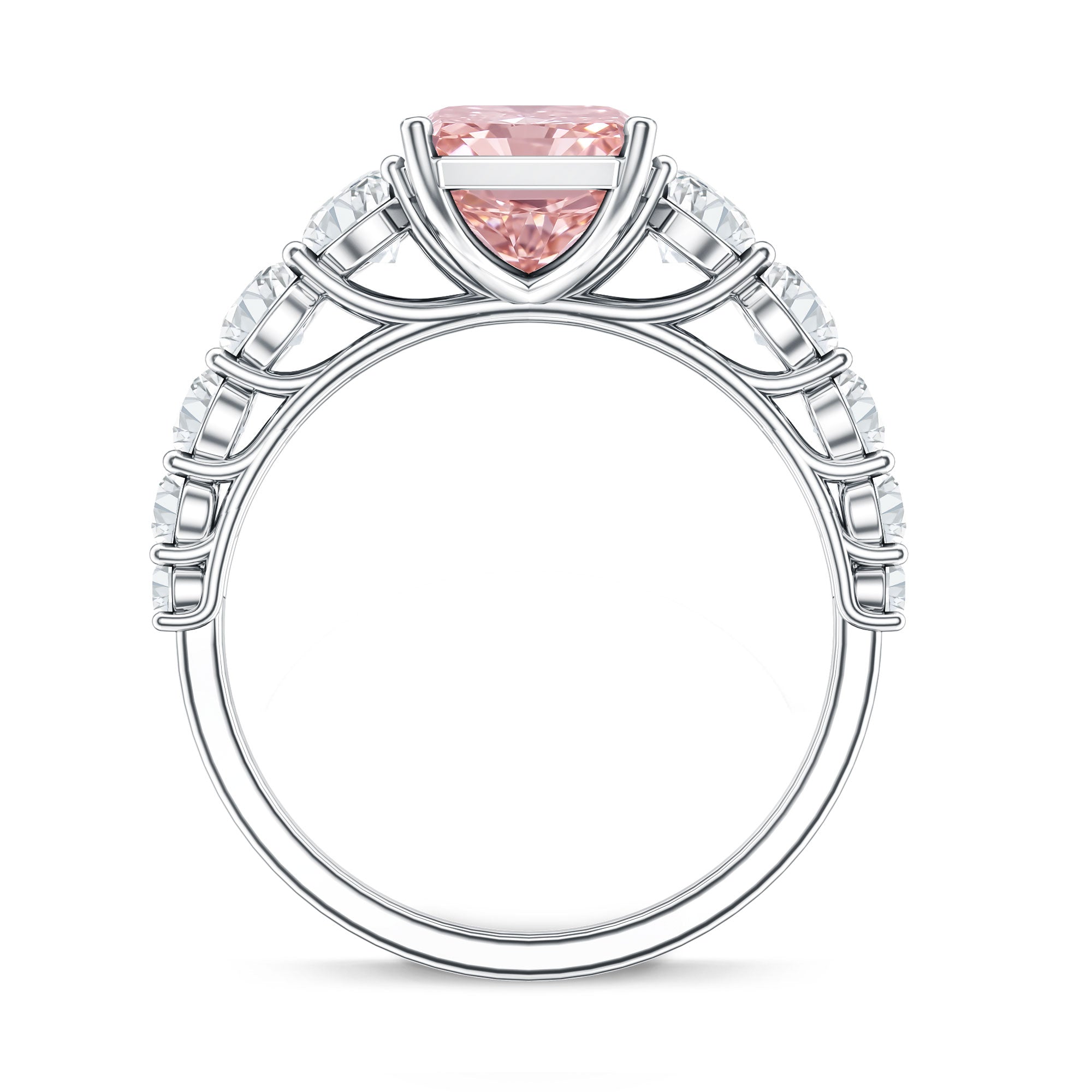 Rosec Jewels-IGI Certified 3 Ct Lab Grown Pink and White Diamond Side Stone Engagement Ring