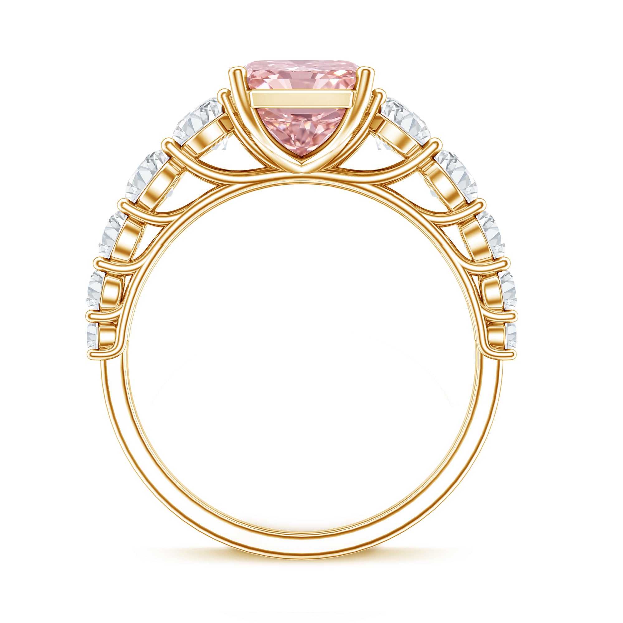 Rosec Jewels-IGI Certified 3 Ct Lab Grown Pink and White Diamond Side Stone Engagement Ring