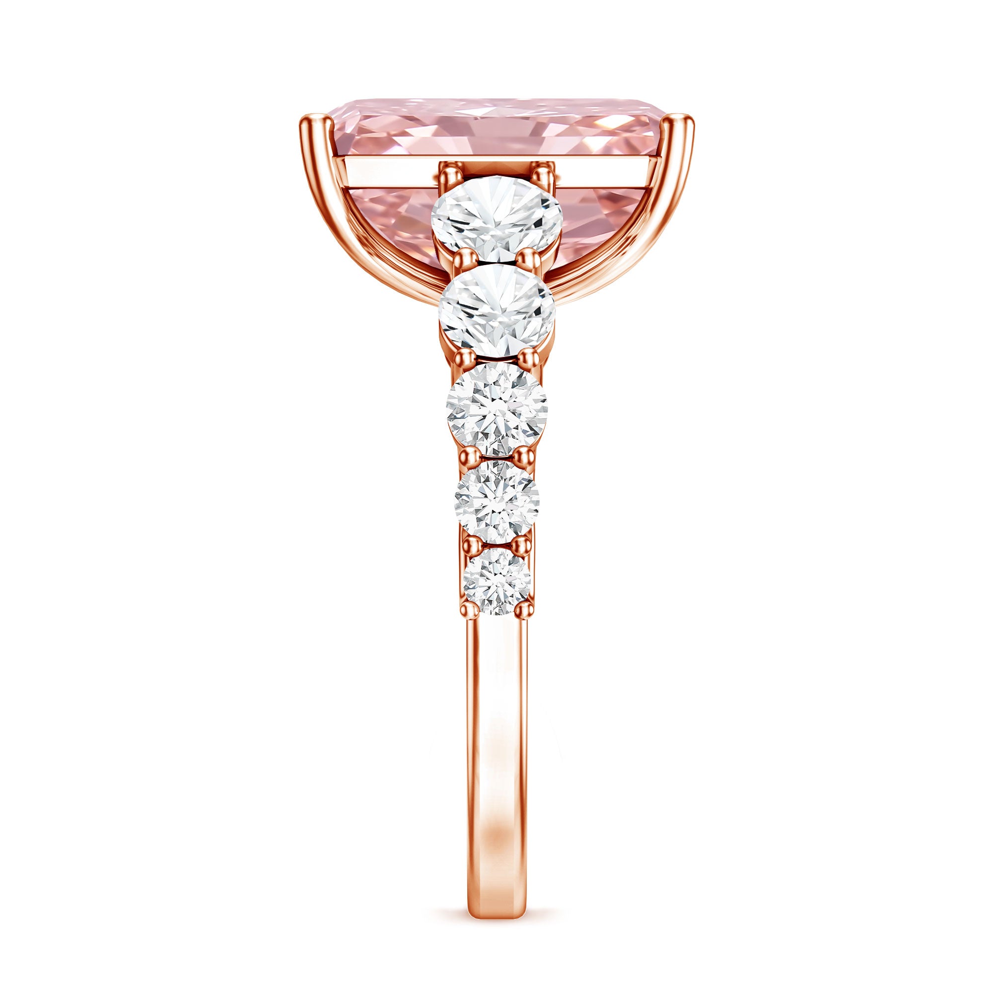 5 Carat Radiant Lab Grown Pink and White Diamond Side Stone Engagement Ring IGI Certified Fancy Pink - VS1 - Rosec Jewels