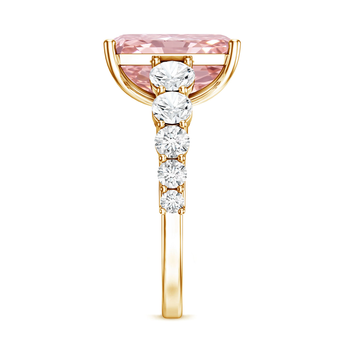 5 Carat Radiant Lab Grown Pink and White Diamond Side Stone Engagement Ring IGI Certified Fancy Pink - VS1 - Rosec Jewels