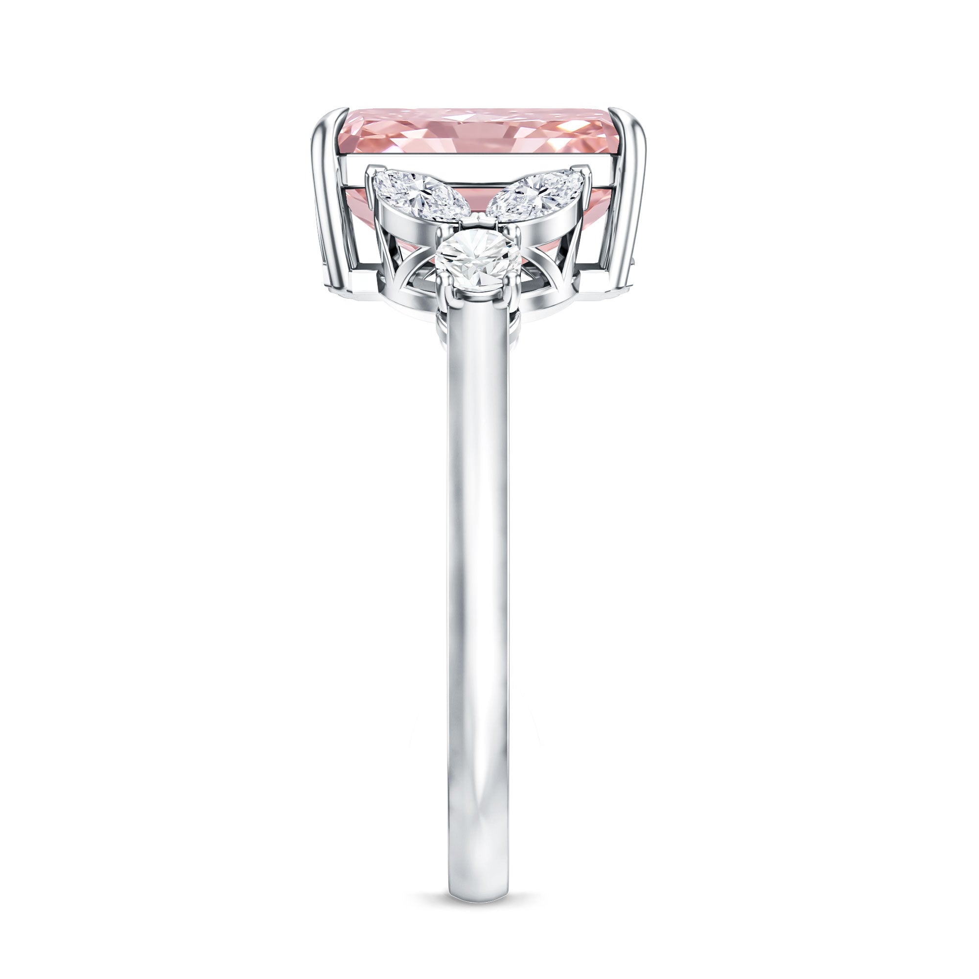 Rosec Jewels-3 Carat Radiant Cut Lab Pink Diamond Engagement Ring IGI Certified