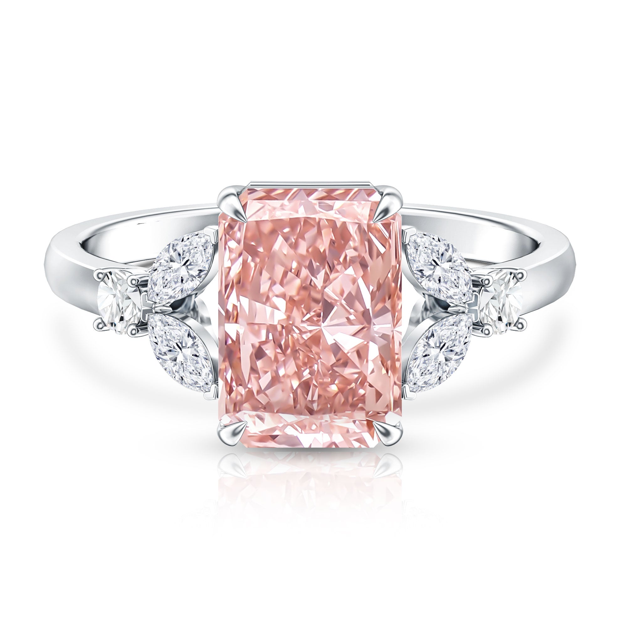Rosec Jewels-3 Carat Radiant Cut Lab Pink Diamond Engagement Ring IGI Certified