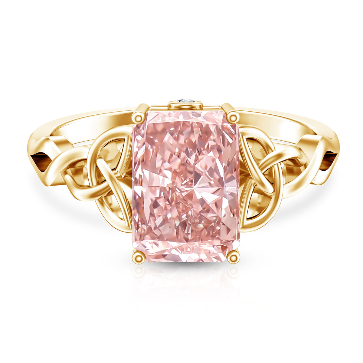 3 Carat Radiant Cut Lab Pink Diamond Celtic Engagement Ring with IGI Certificate Fancy Pink - VS1 - Rosec Jewels