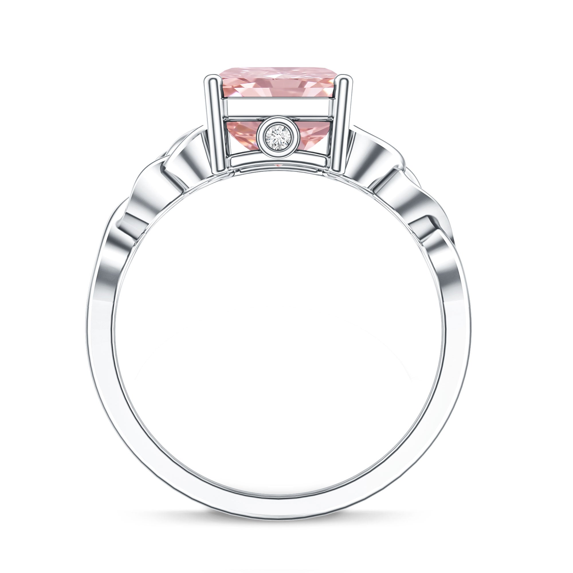 Rosec Jewels-IGI Certified 4 Carat Lab Grown Pink Diamond Radiant Engagement Ring with Celtic Knot