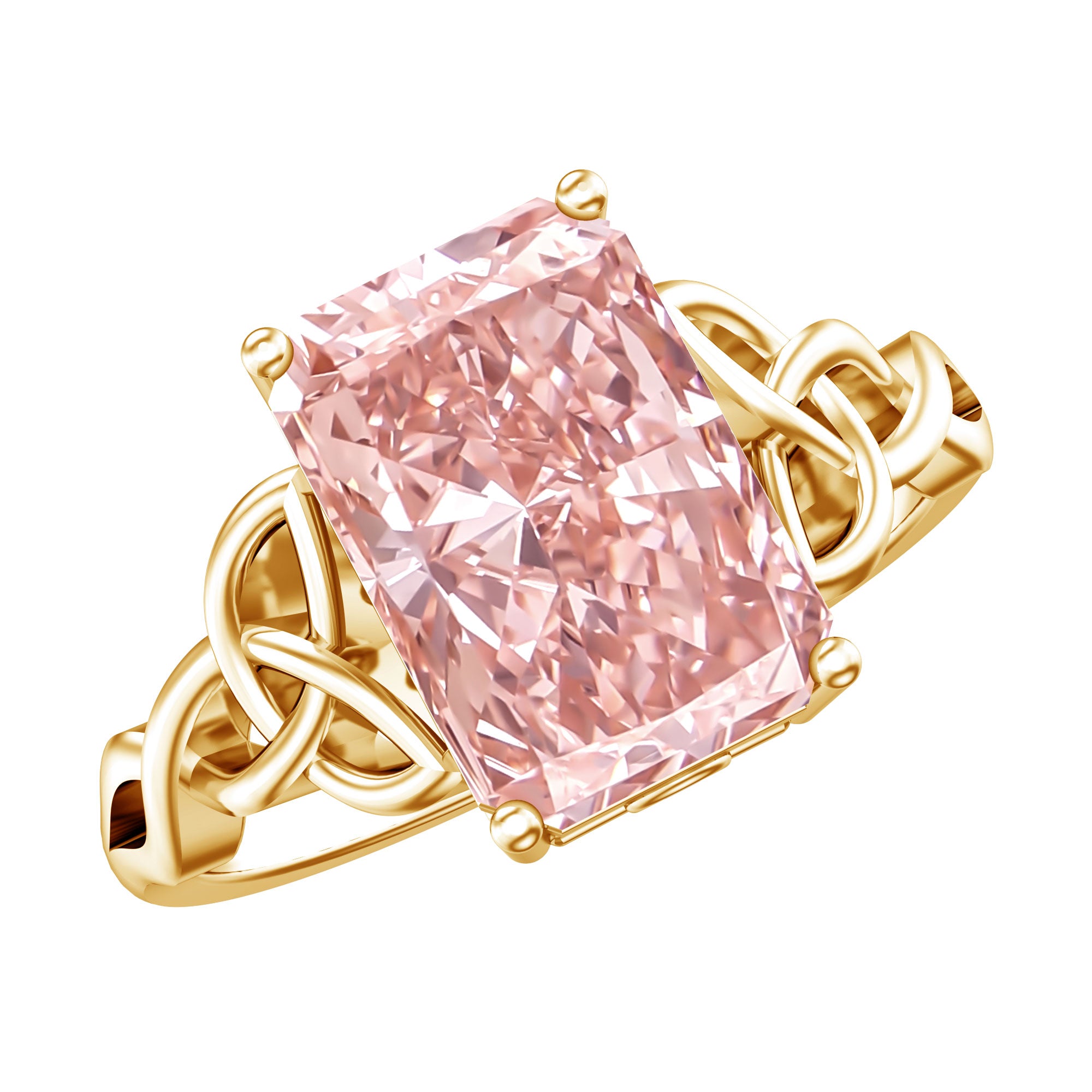 Rosec Jewels-IGI Certified 4 Carat Lab Grown Pink Diamond Radiant Engagement Ring with Celtic Knot