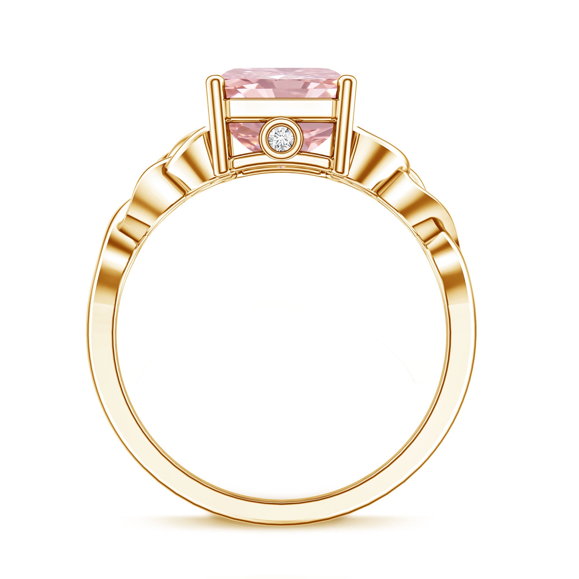 Rosec Jewels-IGI Certified 4 Carat Lab Grown Pink Diamond Radiant Engagement Ring with Celtic Knot