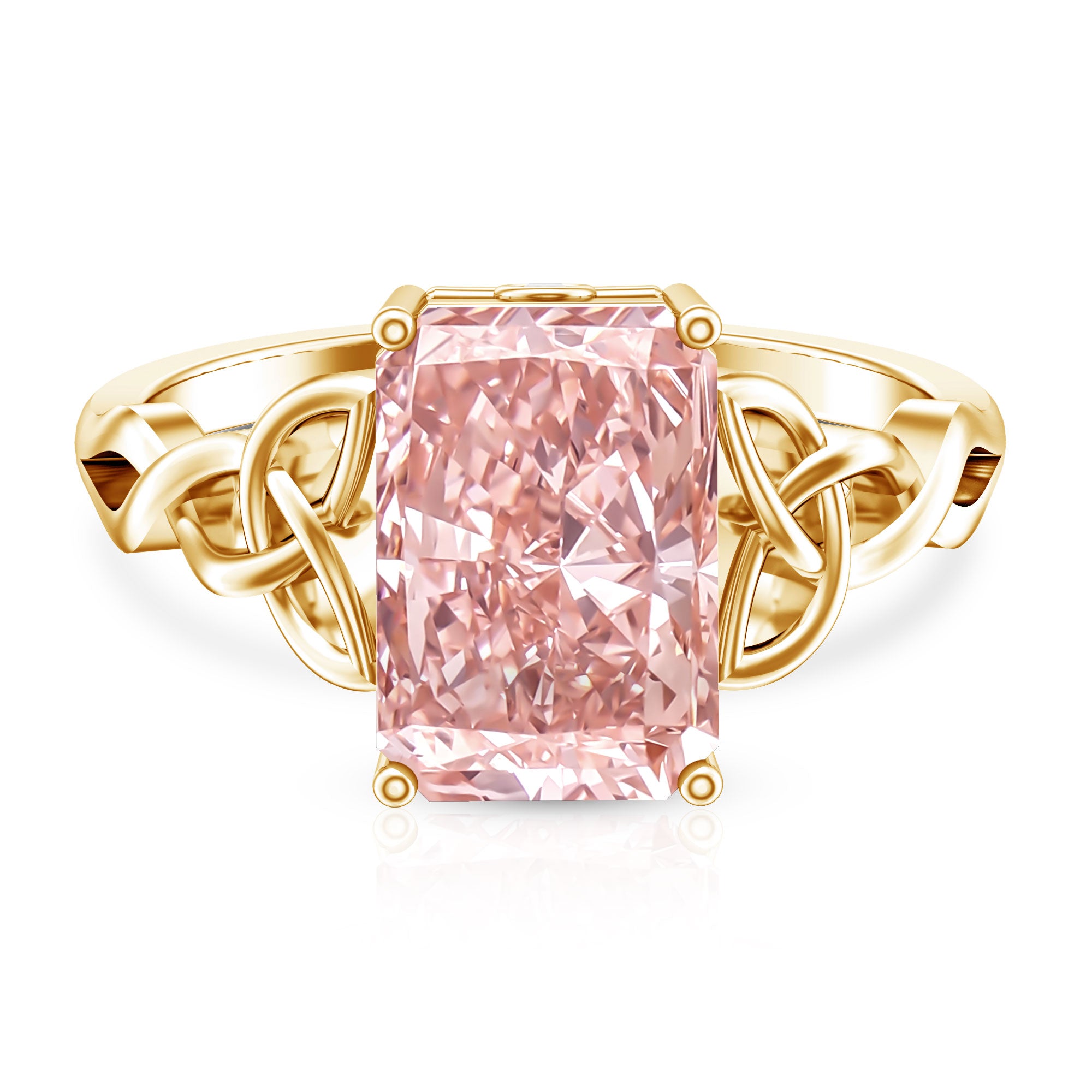 Rosec Jewels-IGI Certified 4 Carat Lab Grown Pink Diamond Radiant Engagement Ring with Celtic Knot