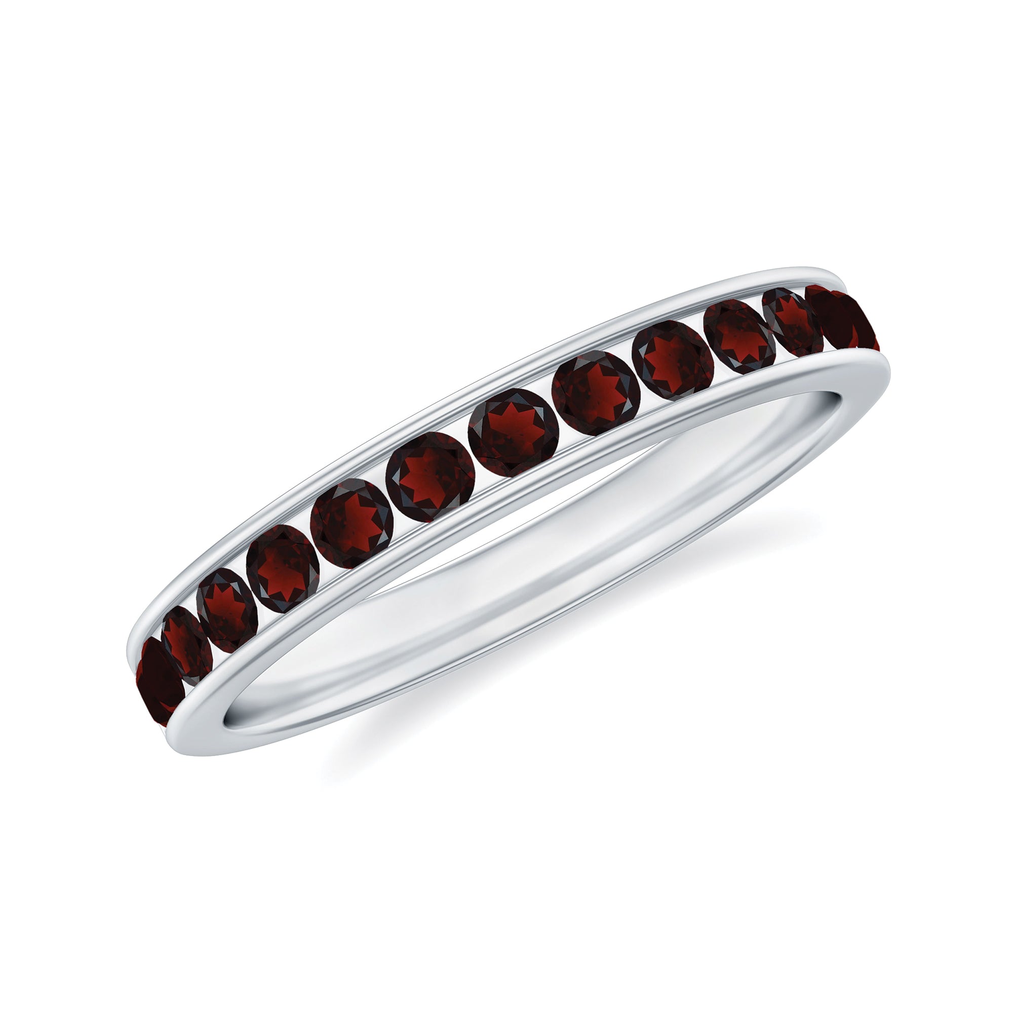 Certified Real Garnet Half Eternity Ring in Channel Setting