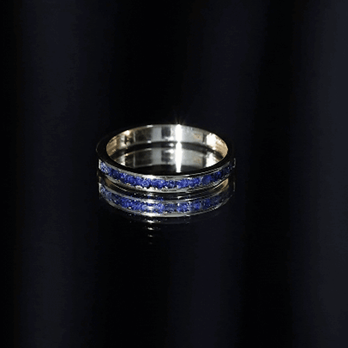 Natural Blue Sapphire Half Eternity Stackable Ring for Women AAA - Rosec Jewels
