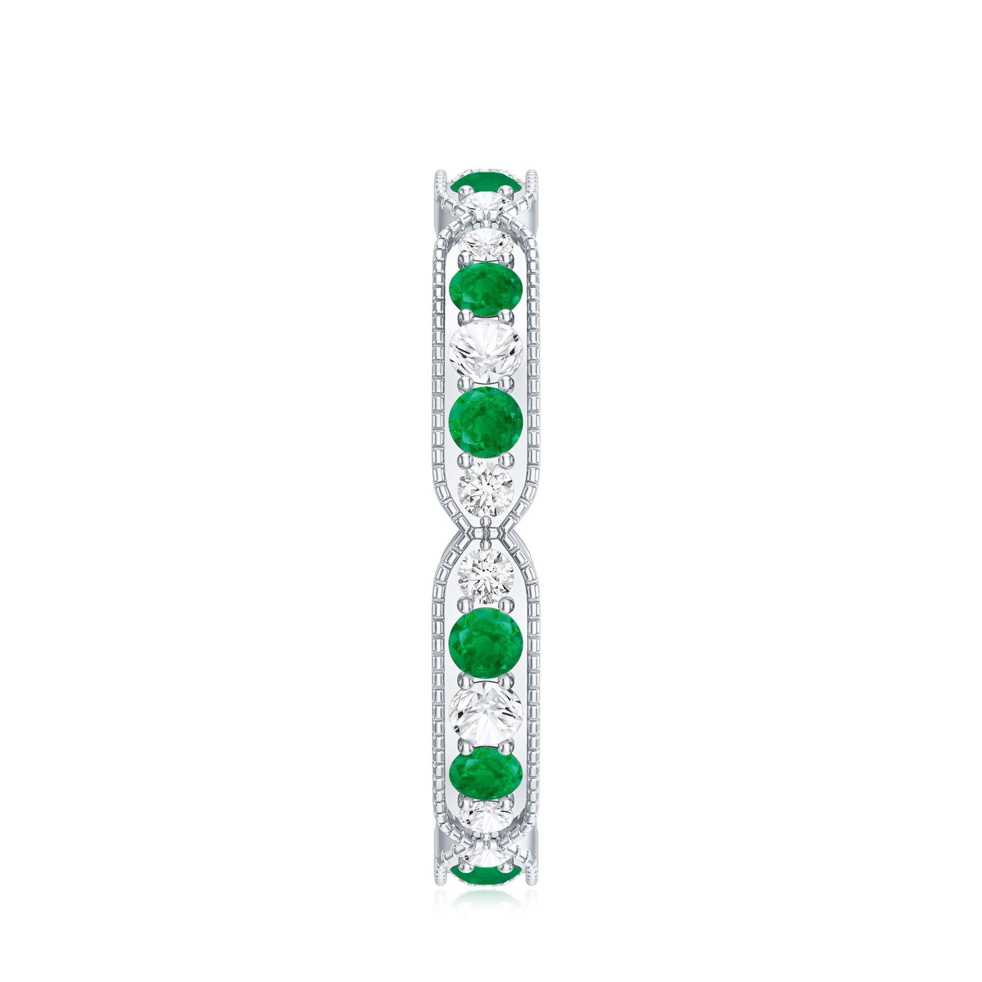 Emerald and Diamond Alternating Eternity Ring AAA - Rosec Jewels