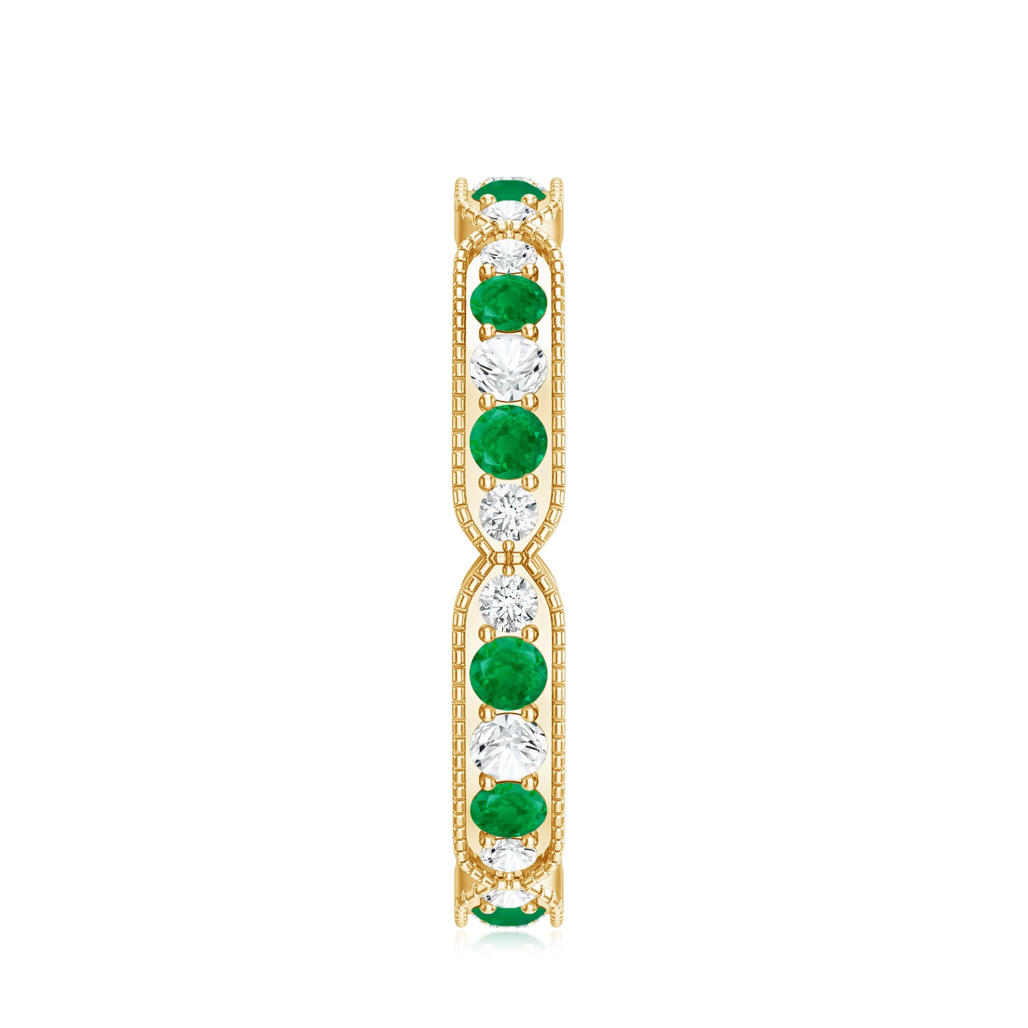 Emerald and Diamond Alternating Eternity Ring AAA - Rosec Jewels