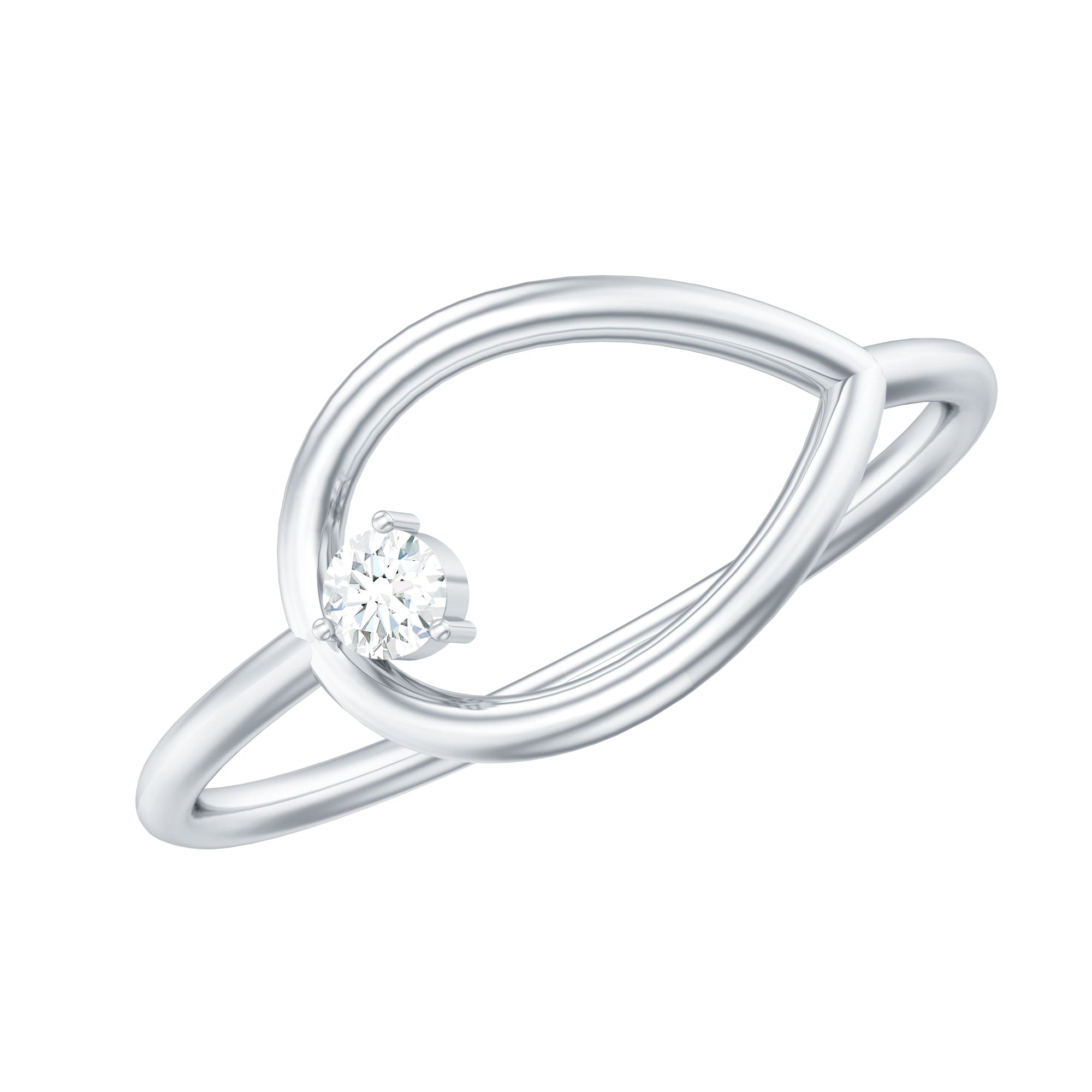 Diamond Open Teardrop Ring in Prong Setting