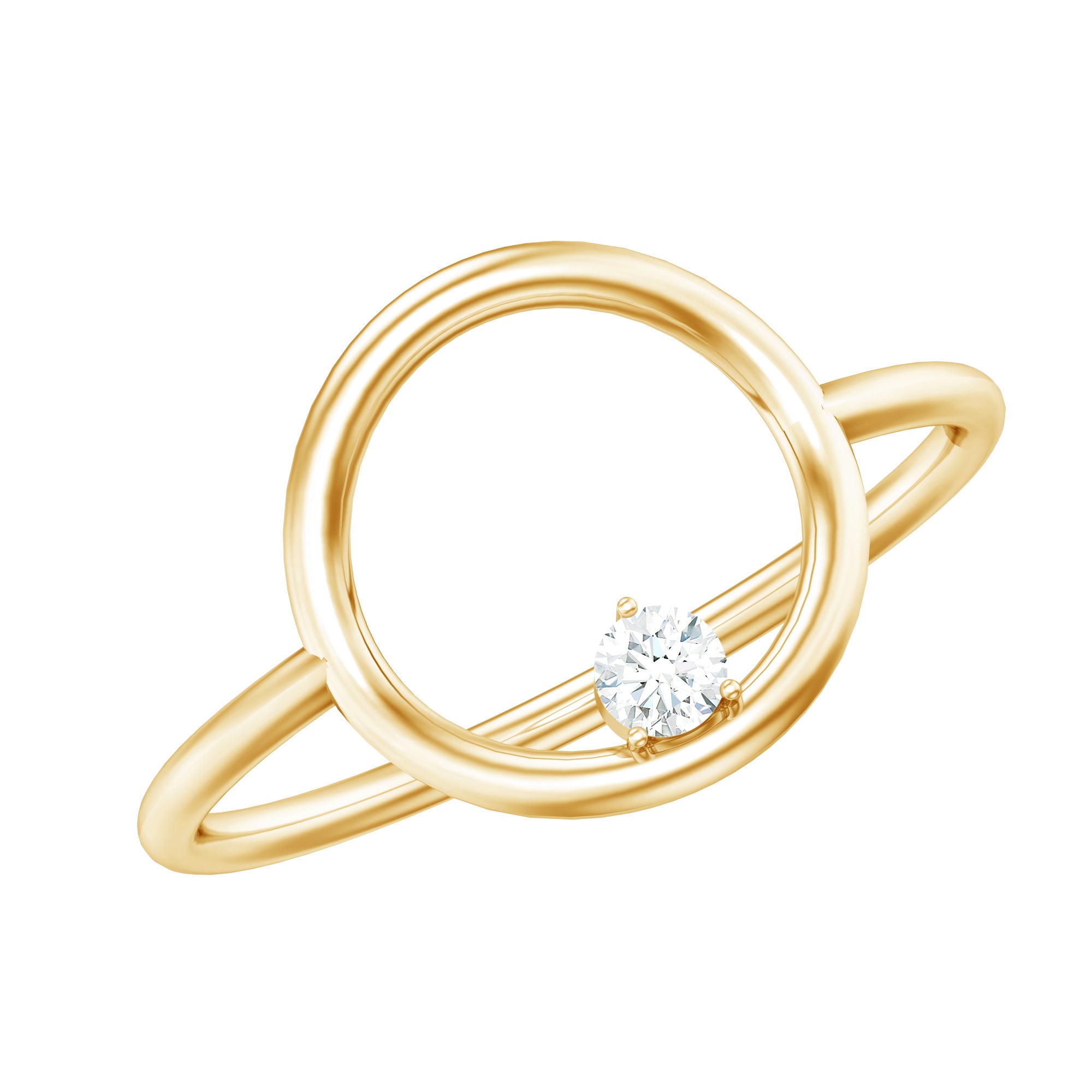 Certified Diamond Open Circle Ring for Women Natural - ( HI-SI ) - Rosec Jewels