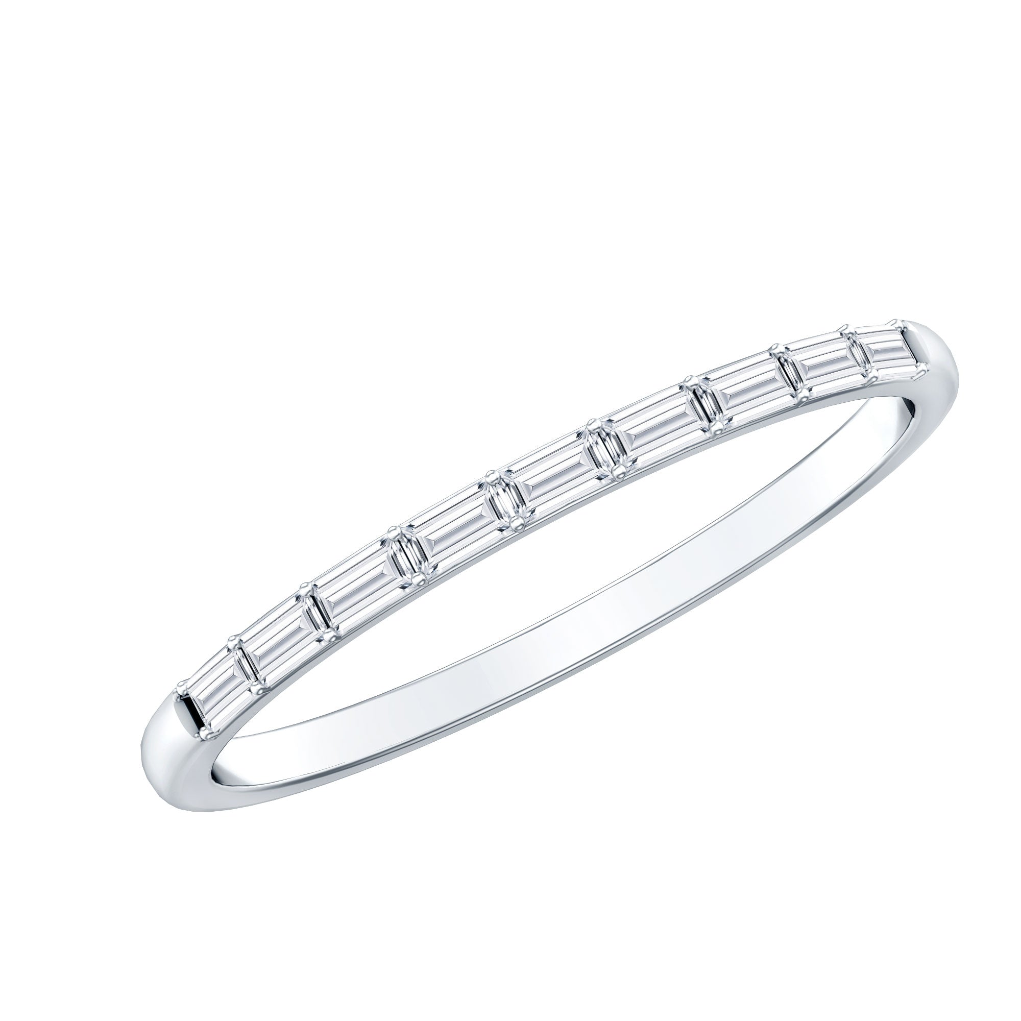 Baguette Diamond East West Stackable Ring Natural - ( HI-SI ) - Rosec Jewels