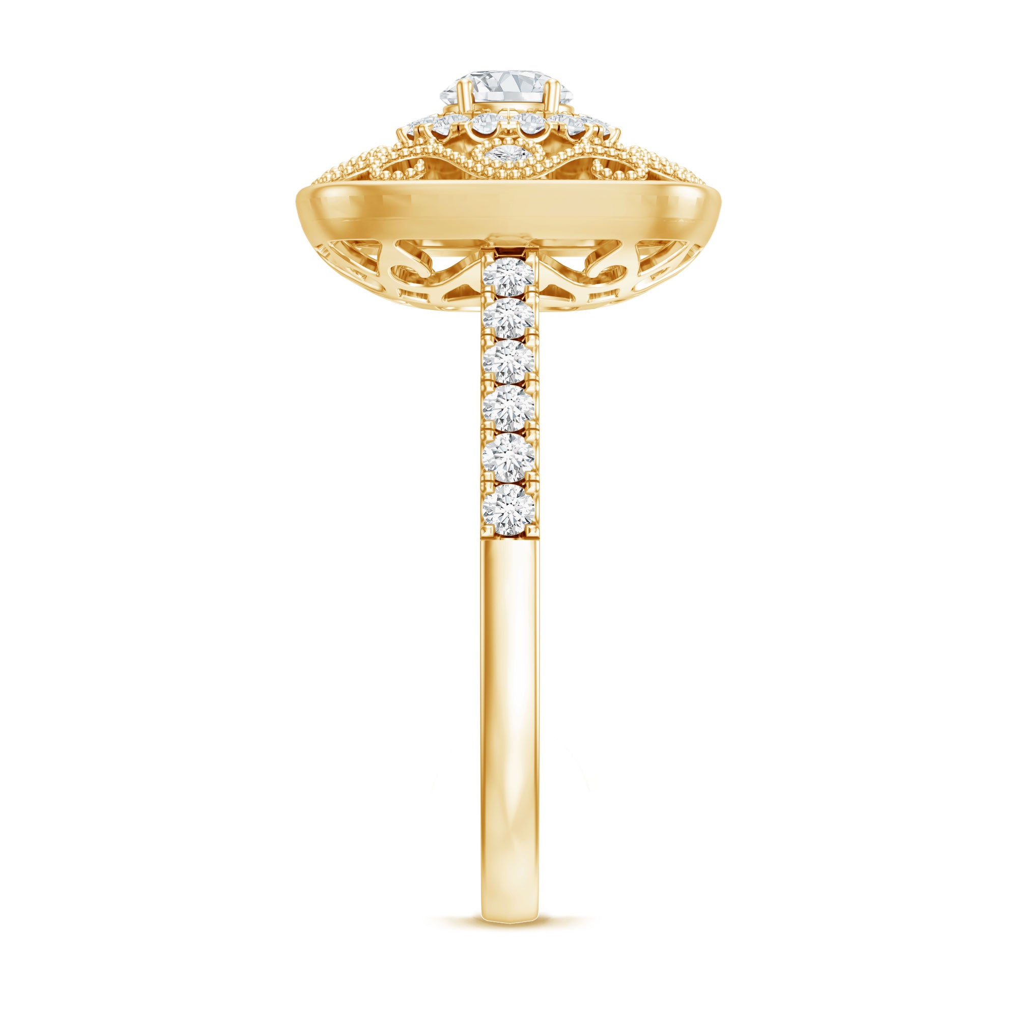 Moissanite Statement Engagement Ring with Milgrain Detailing D-VS1 - Rosec Jewels