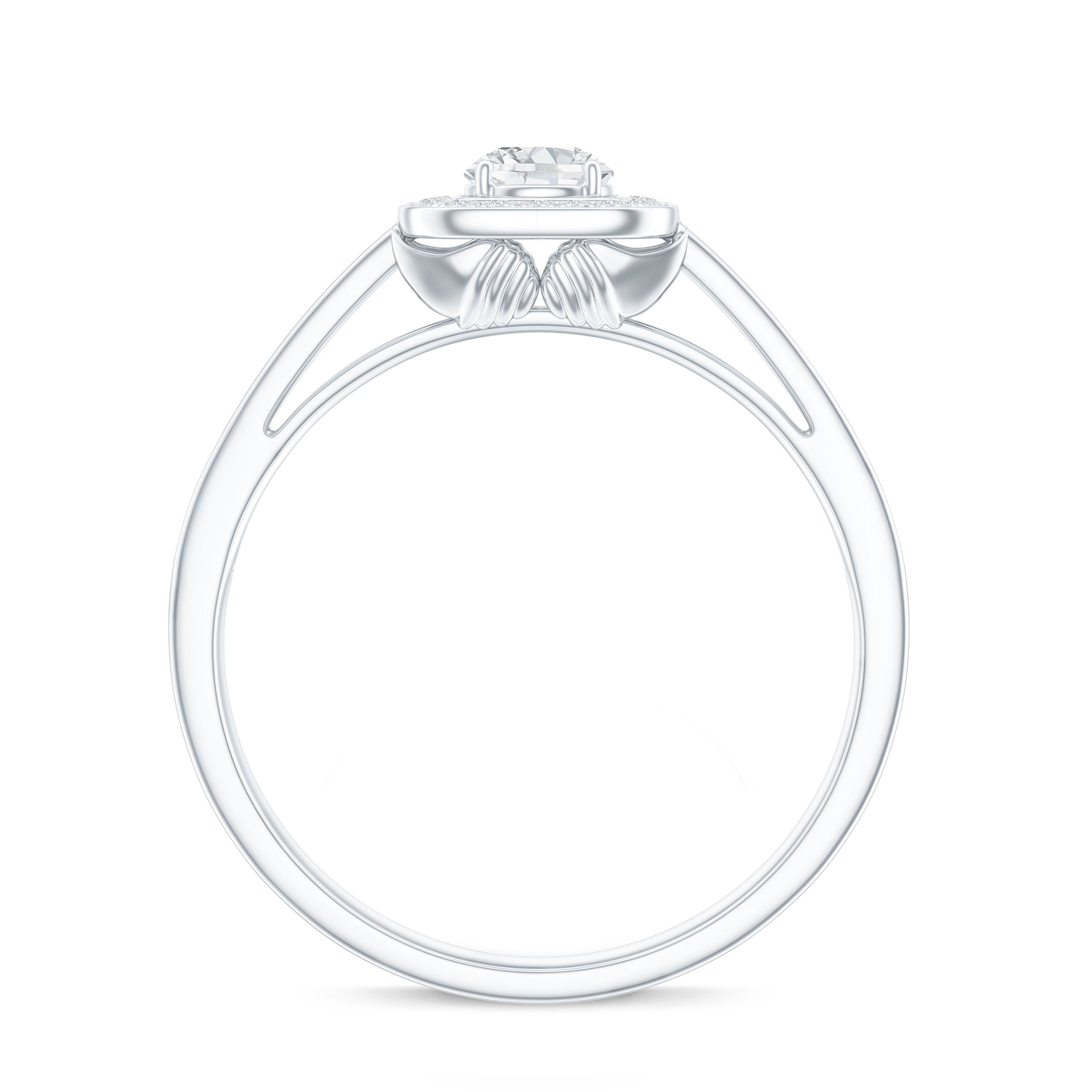 Moissanite Round Halo Engagement Ring with Certificate D-VS1 - Rosec Jewels