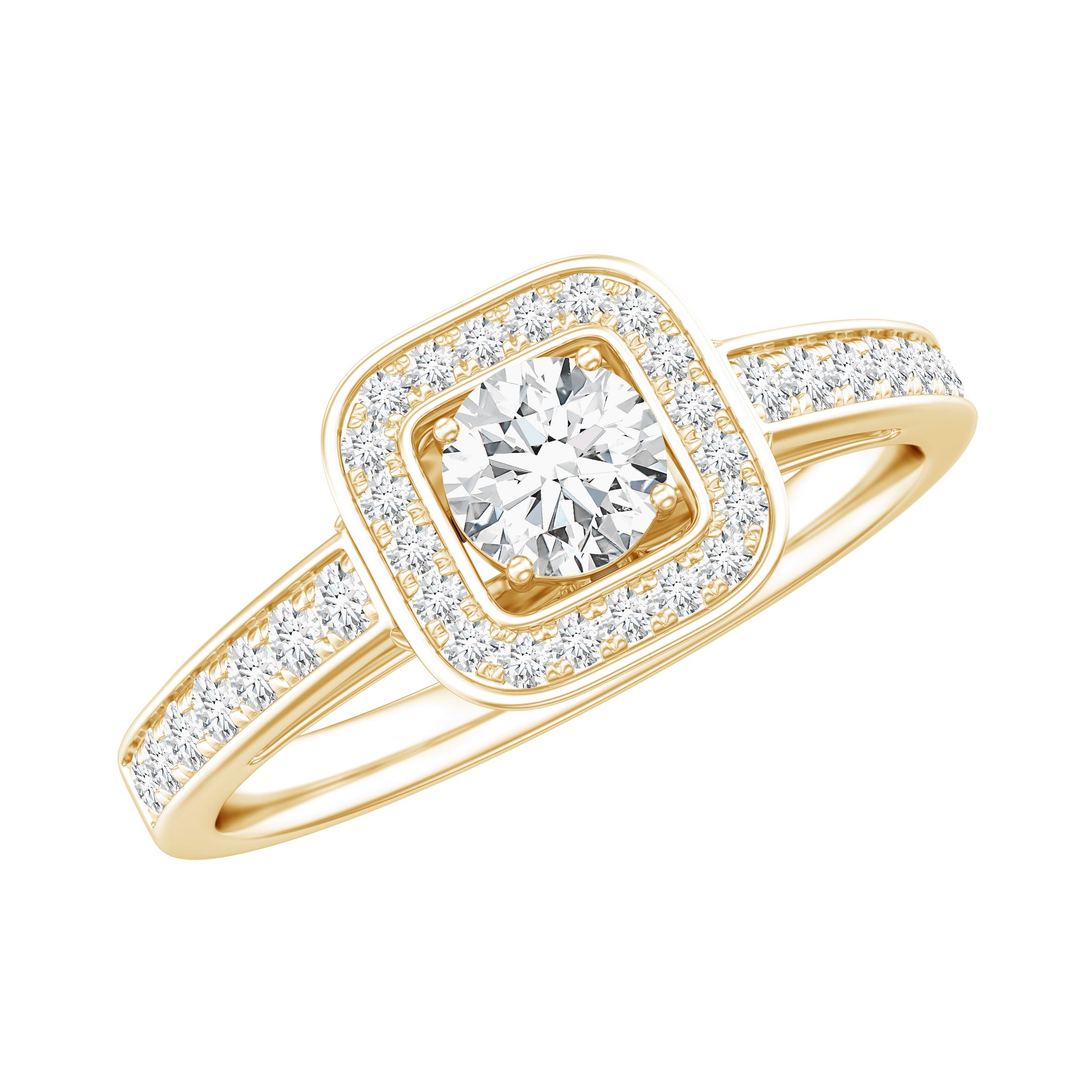 Moissanite Round Halo Engagement Ring with Certificate D-VS1 - Rosec Jewels