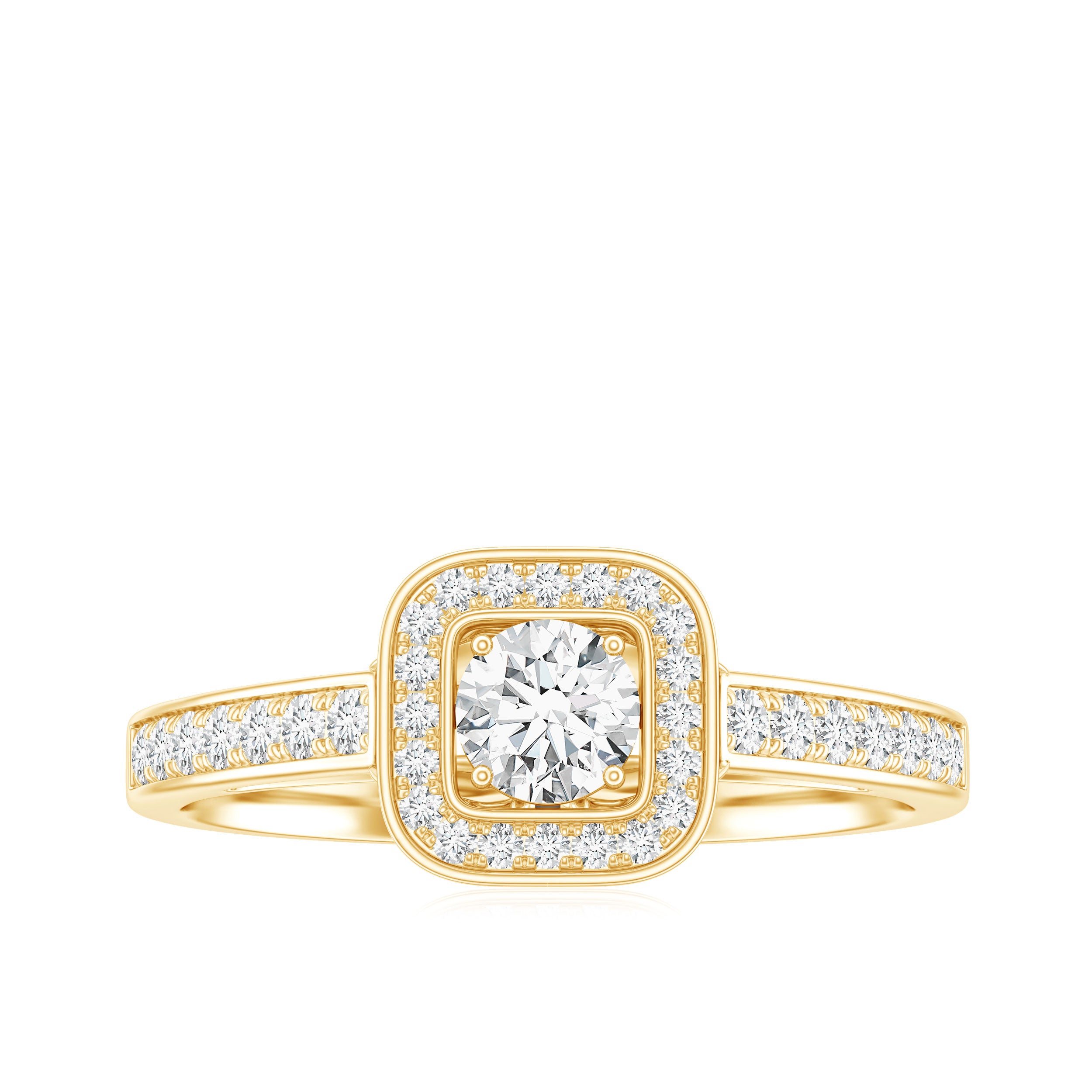 Moissanite Round Halo Engagement Ring with Certificate D-VS1 - Rosec Jewels