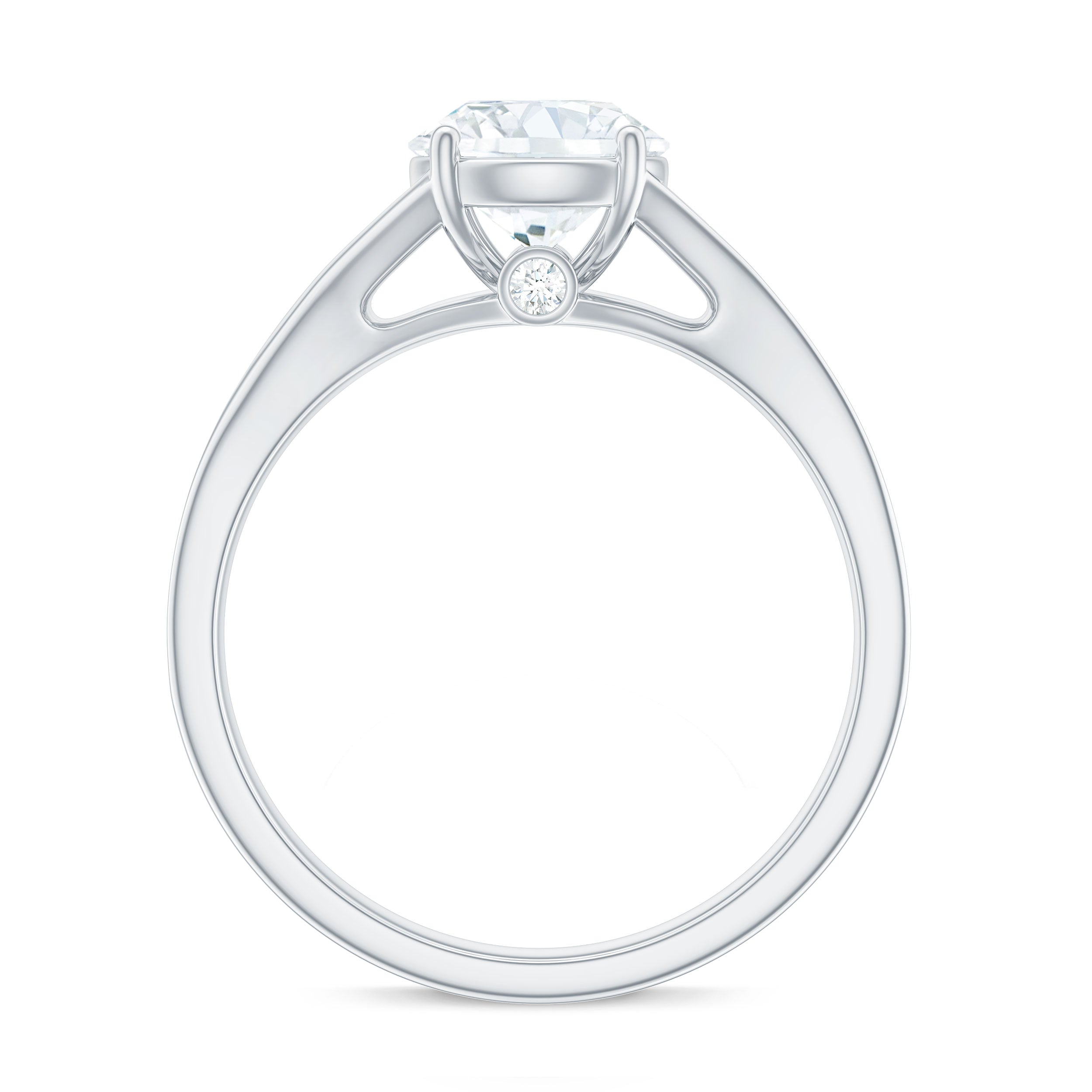 Rosec Jewels-Round Moissanite Solitaire Engagement Ring with Split Shank