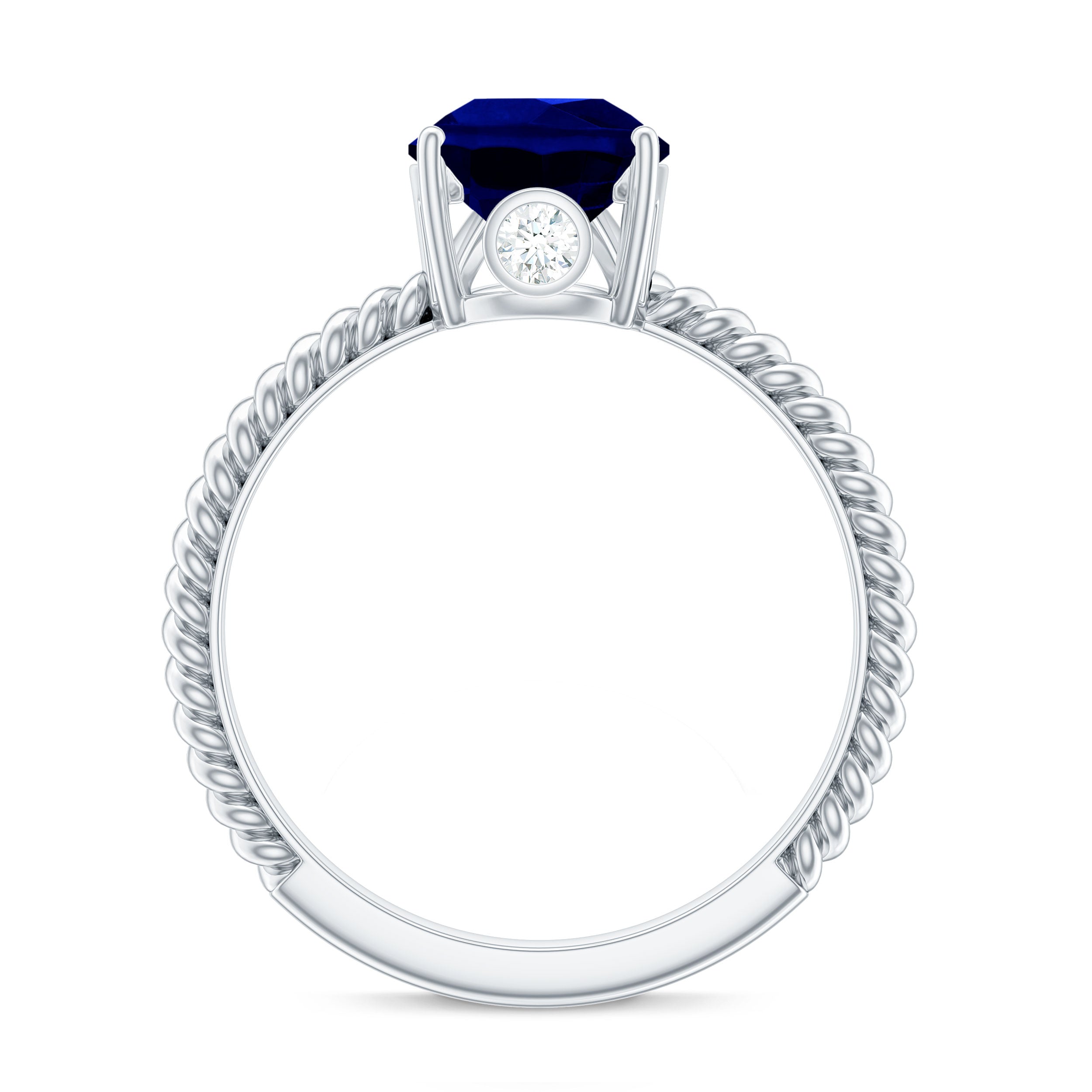 Certified 3 Carat Lab Grown Blue Sapphire Pear Shaped Engagement Ring AAAA - Rosec Jewels