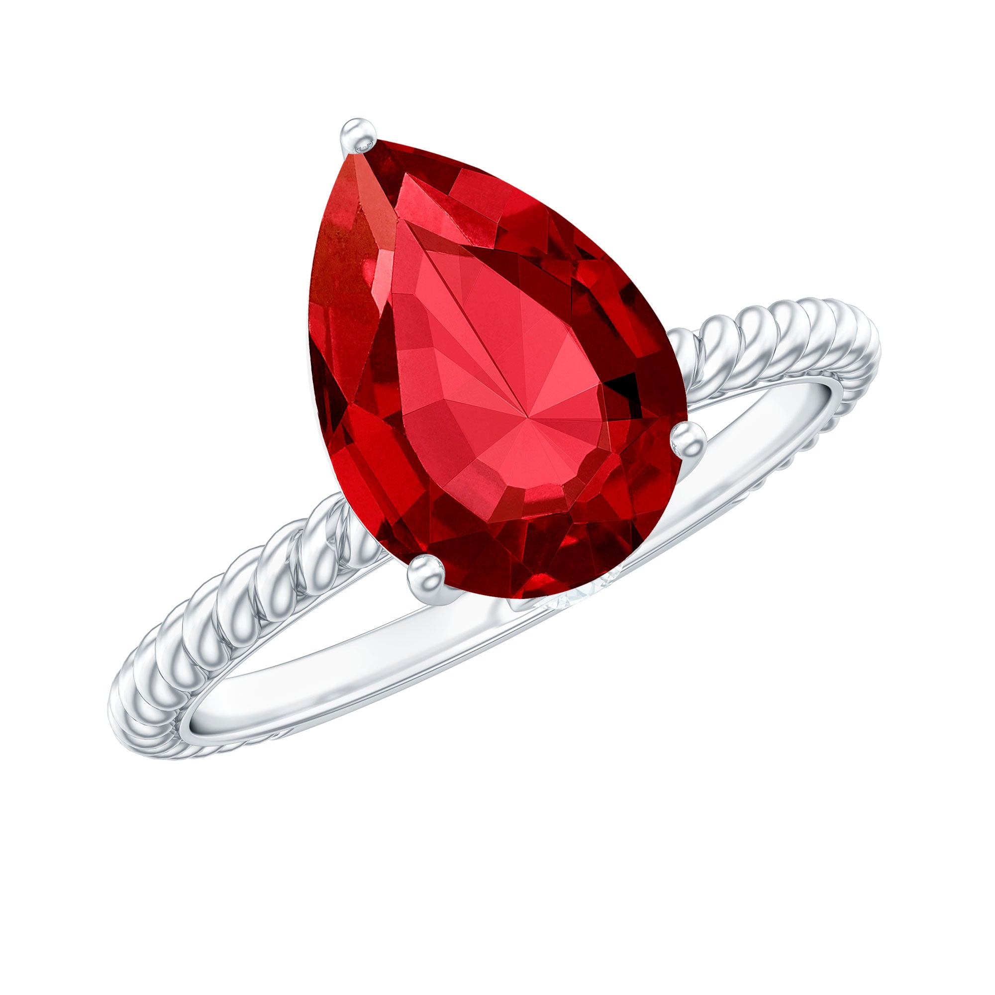 2.9 Carat Lab Created Ruby Teardrop Engagement Ring With Surprise Diamonds AAAA - Rosec Jewels