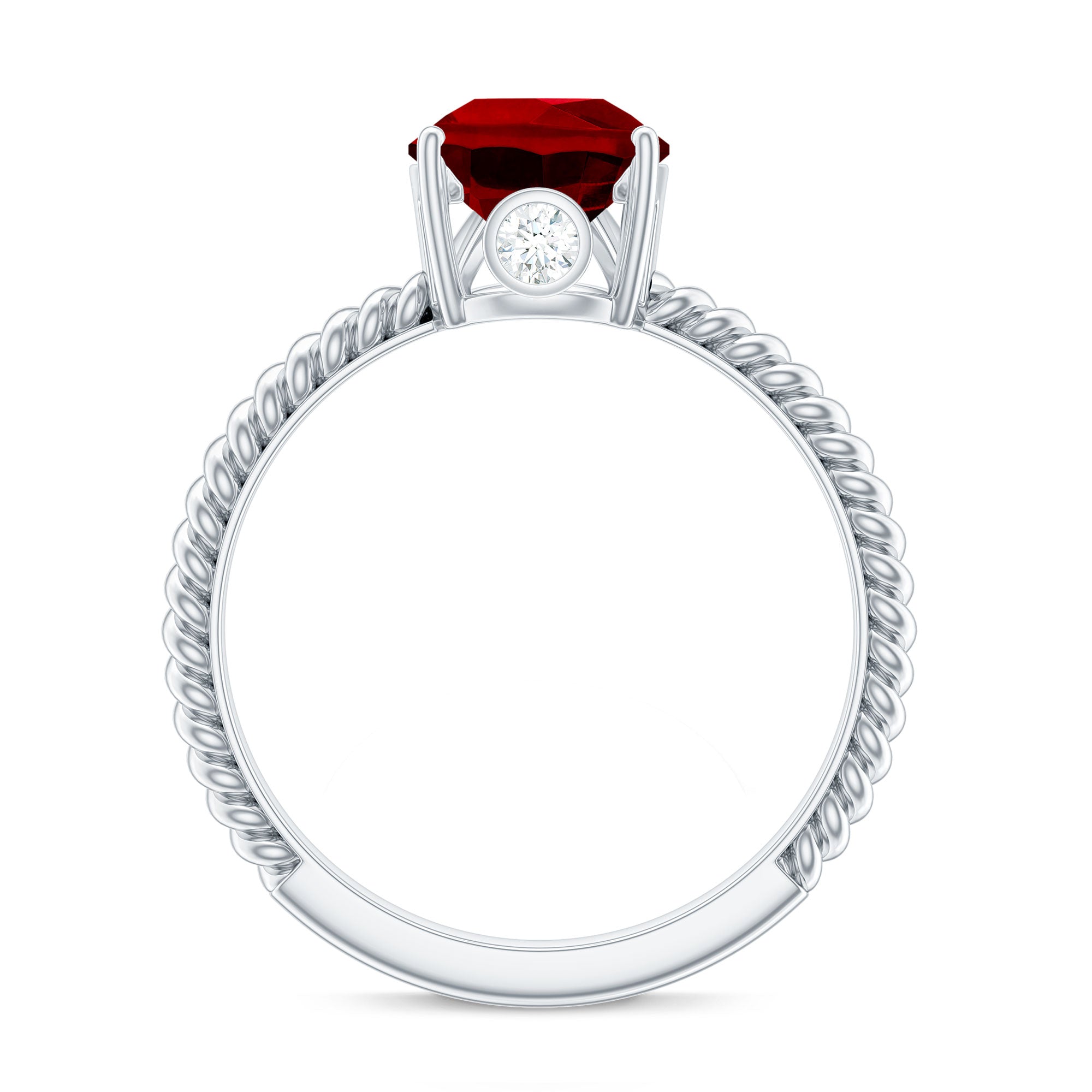 2.9 Carat Lab Created Ruby Teardrop Engagement Ring With Surprise Diamonds AAAA - Rosec Jewels