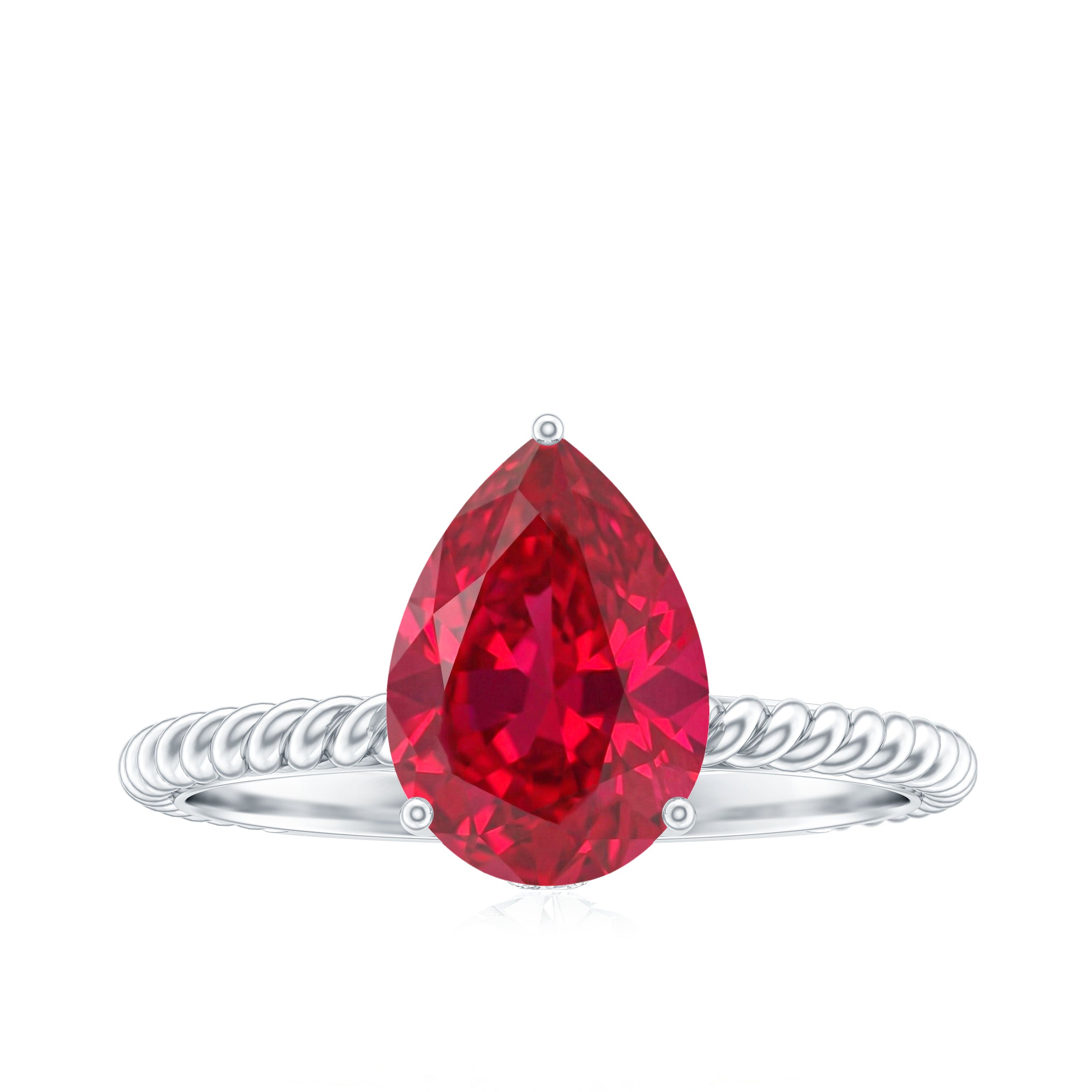 2.9 Carat Lab Created Ruby Teardrop Engagement Ring With Surprise Diamonds AAAA - Rosec Jewels