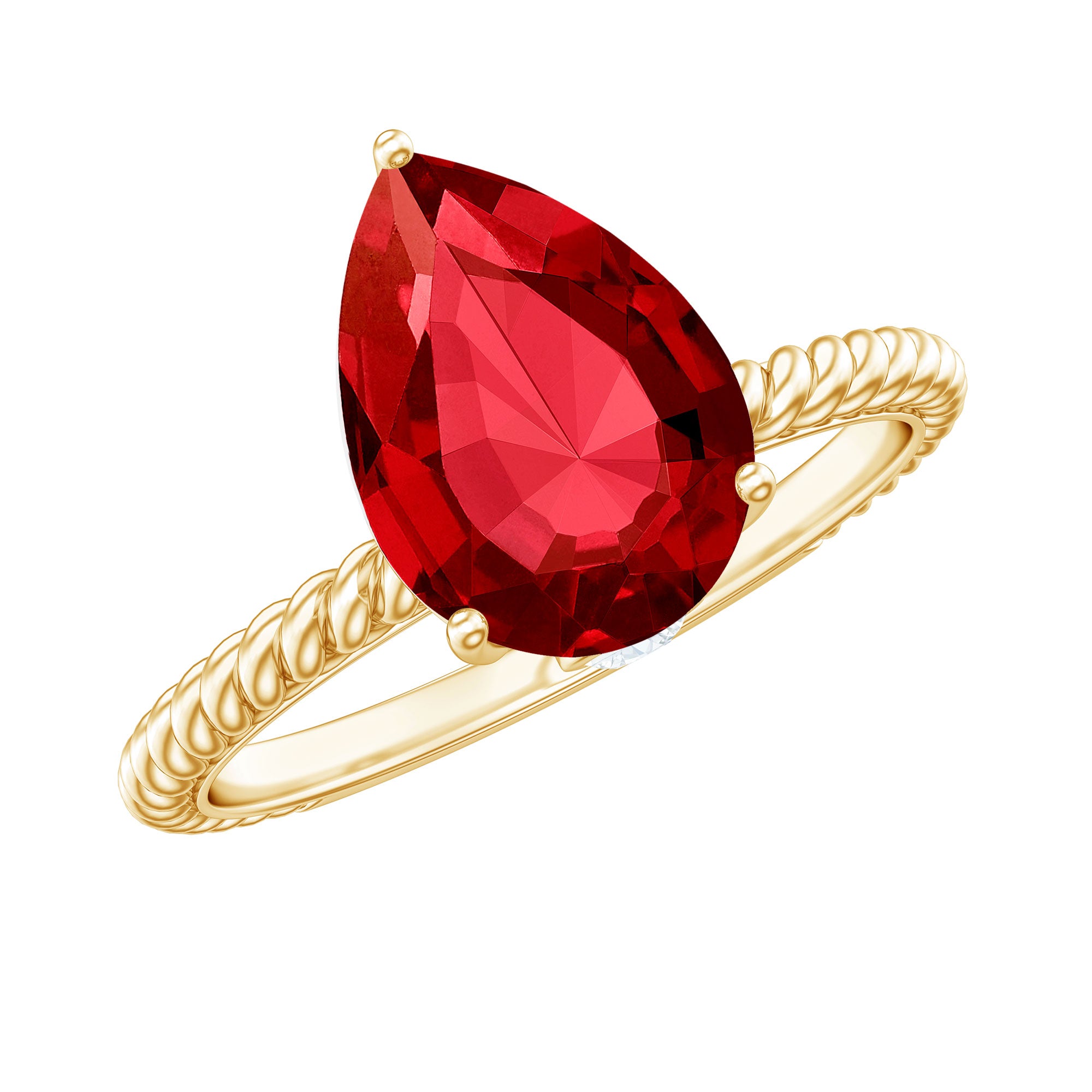 2.9 Carat Lab Created Ruby Teardrop Engagement Ring With Surprise Diamonds AAAA - Rosec Jewels