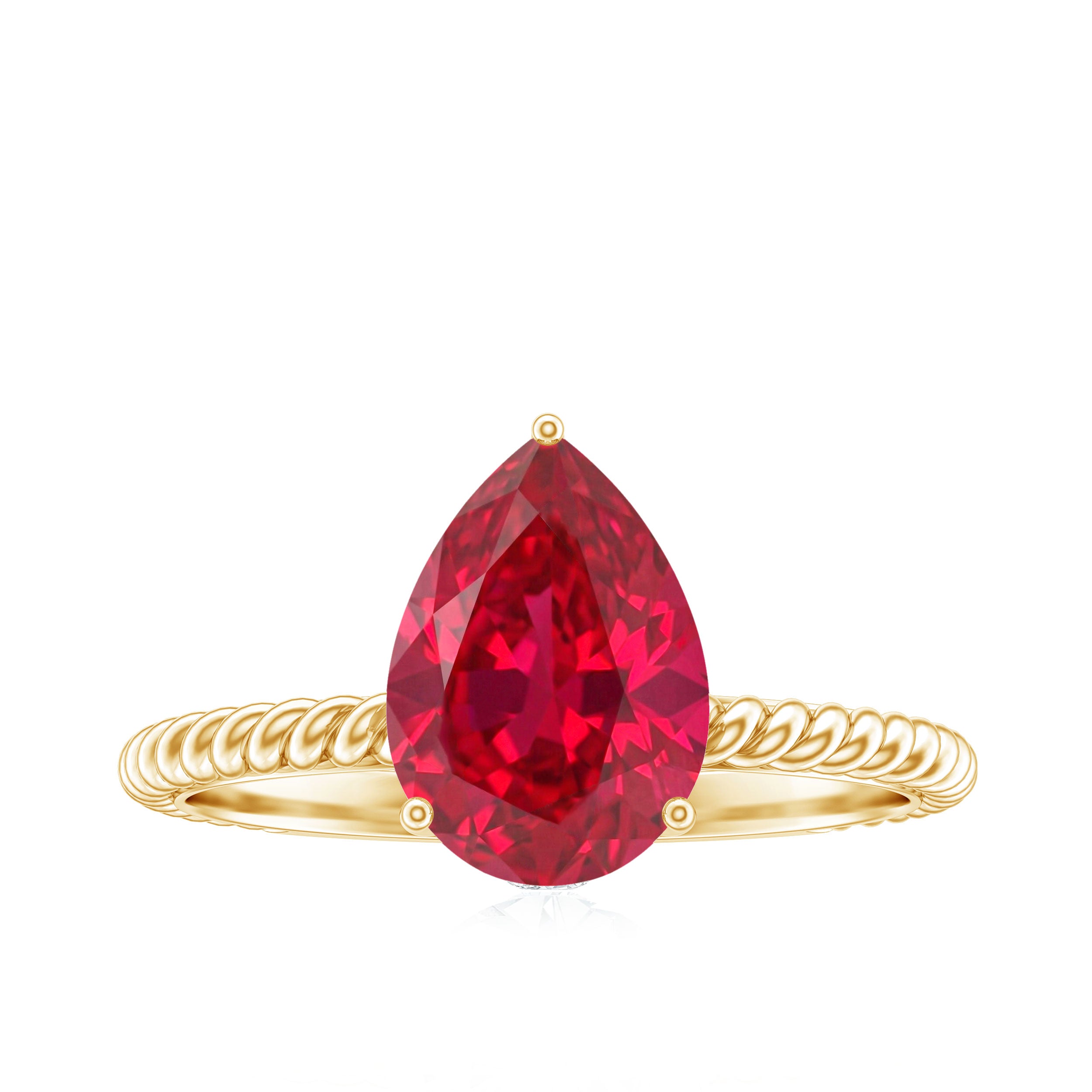 2.9 Carat Lab Created Ruby Teardrop Engagement Ring With Surprise Diamonds AAAA - Rosec Jewels