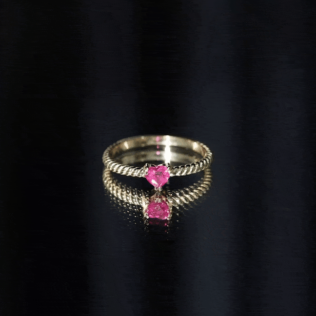 Real Half Carat Ruby Heart Promise Ring with Twisted Rope AAA - Rosec Jewels
