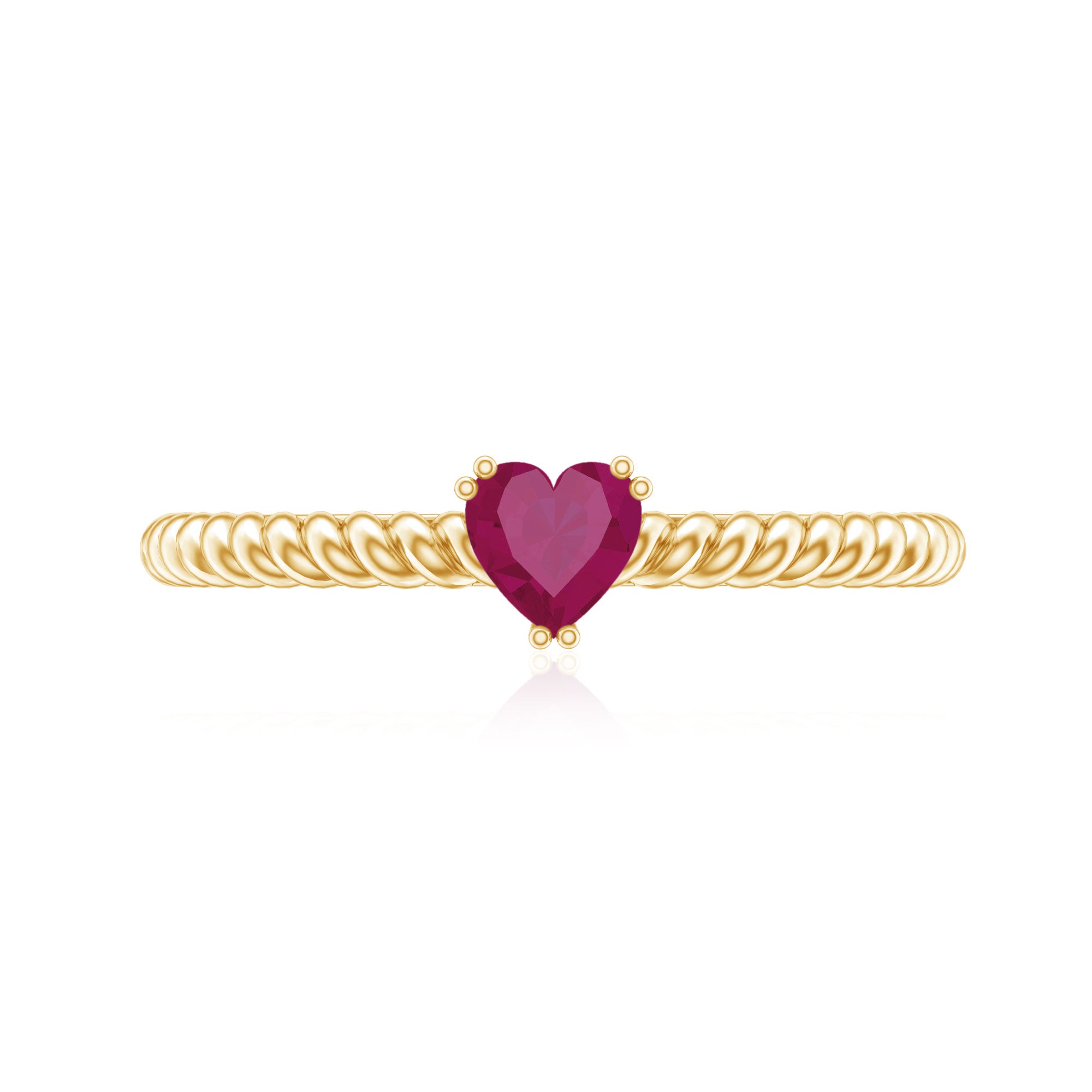 Real Half Carat Ruby Heart Promise Ring with Twisted Rope AAA - Rosec Jewels