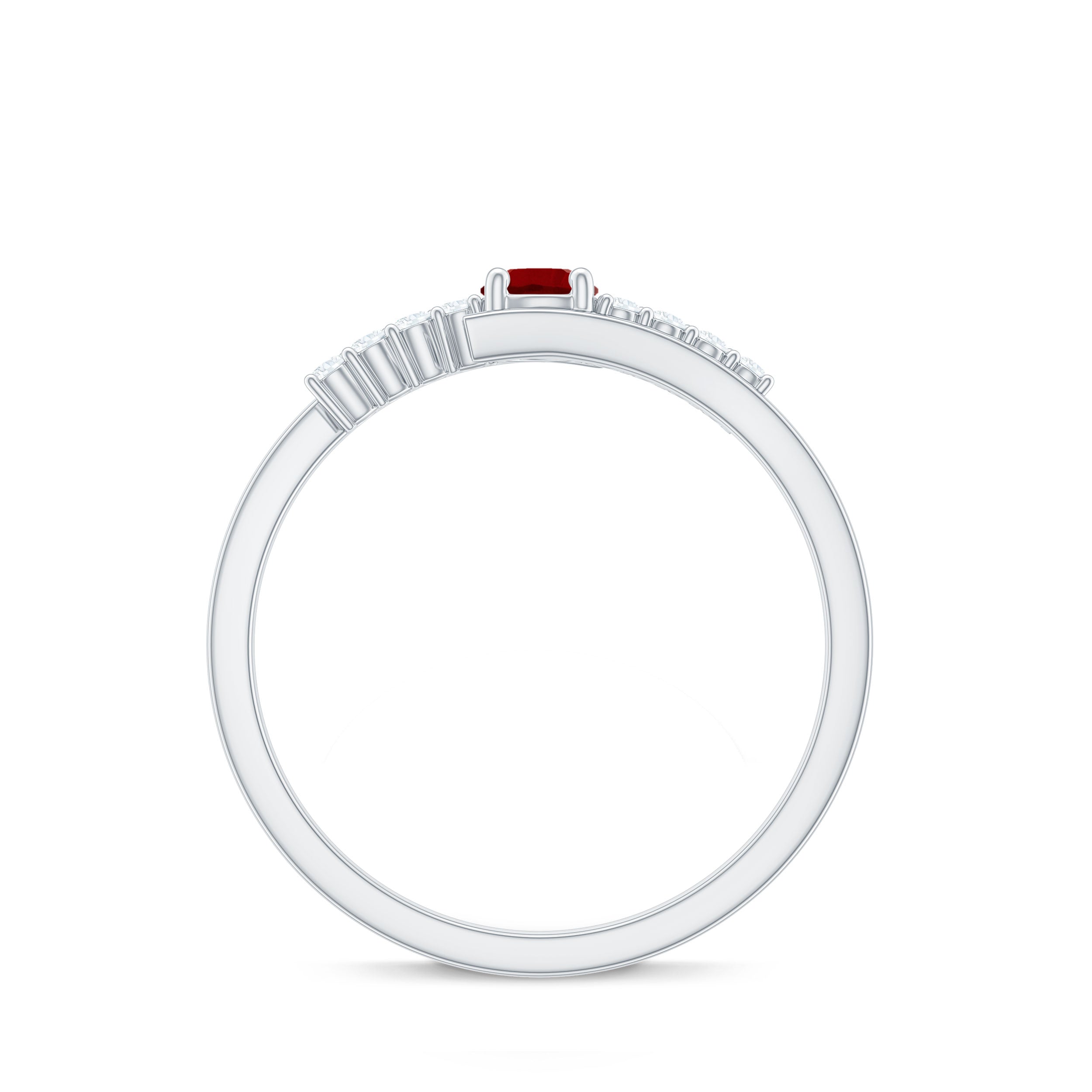 Rosec Jewels-Lab Created Ruby and Diamond Promise Ring in Bypass Shank