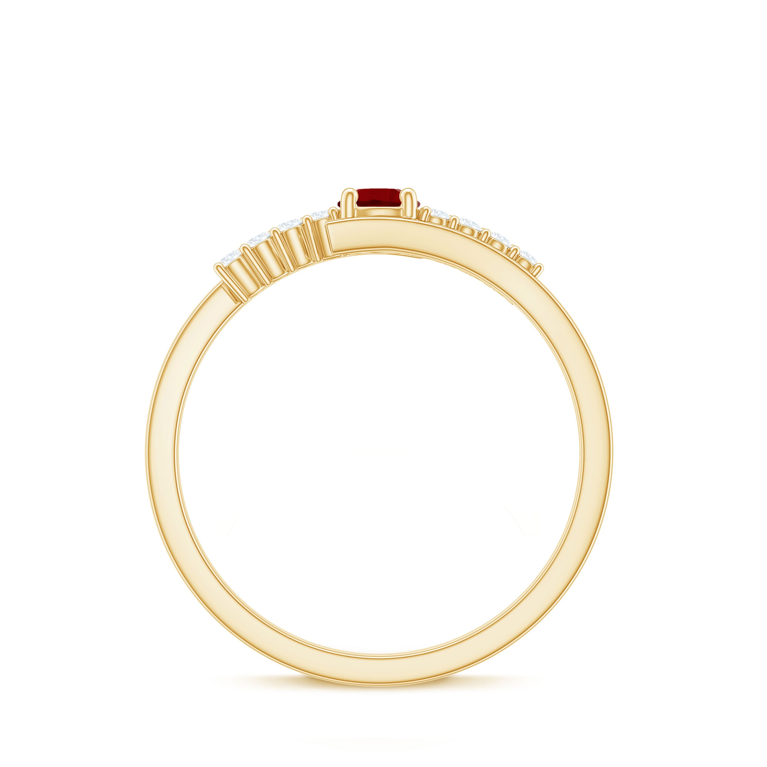 Rosec Jewels-Lab Created Ruby and Diamond Promise Ring in Bypass Shank
