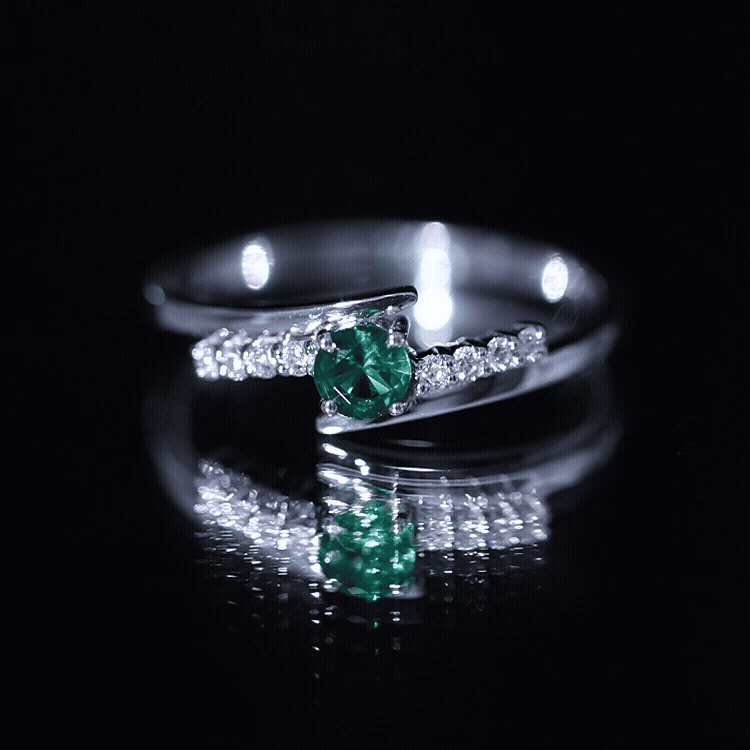Certified Lab Grown Emerald Diamond Simple Promise Ring with Bypass Shank AAAA - Rosec Jewels
