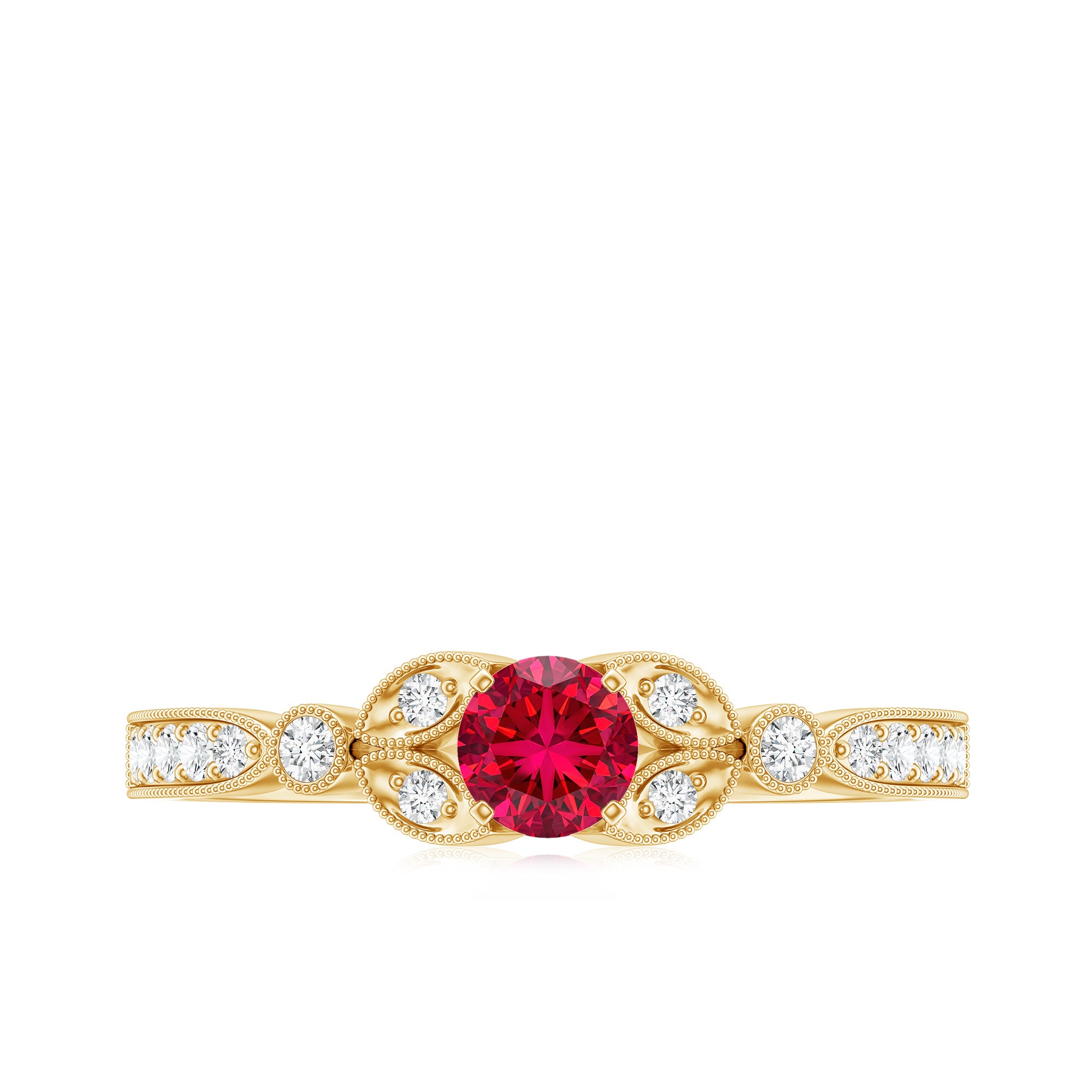Lab-Lab Grown Ruby and Diamond Minimal Promise Ring AAAA - Rosec Jewels