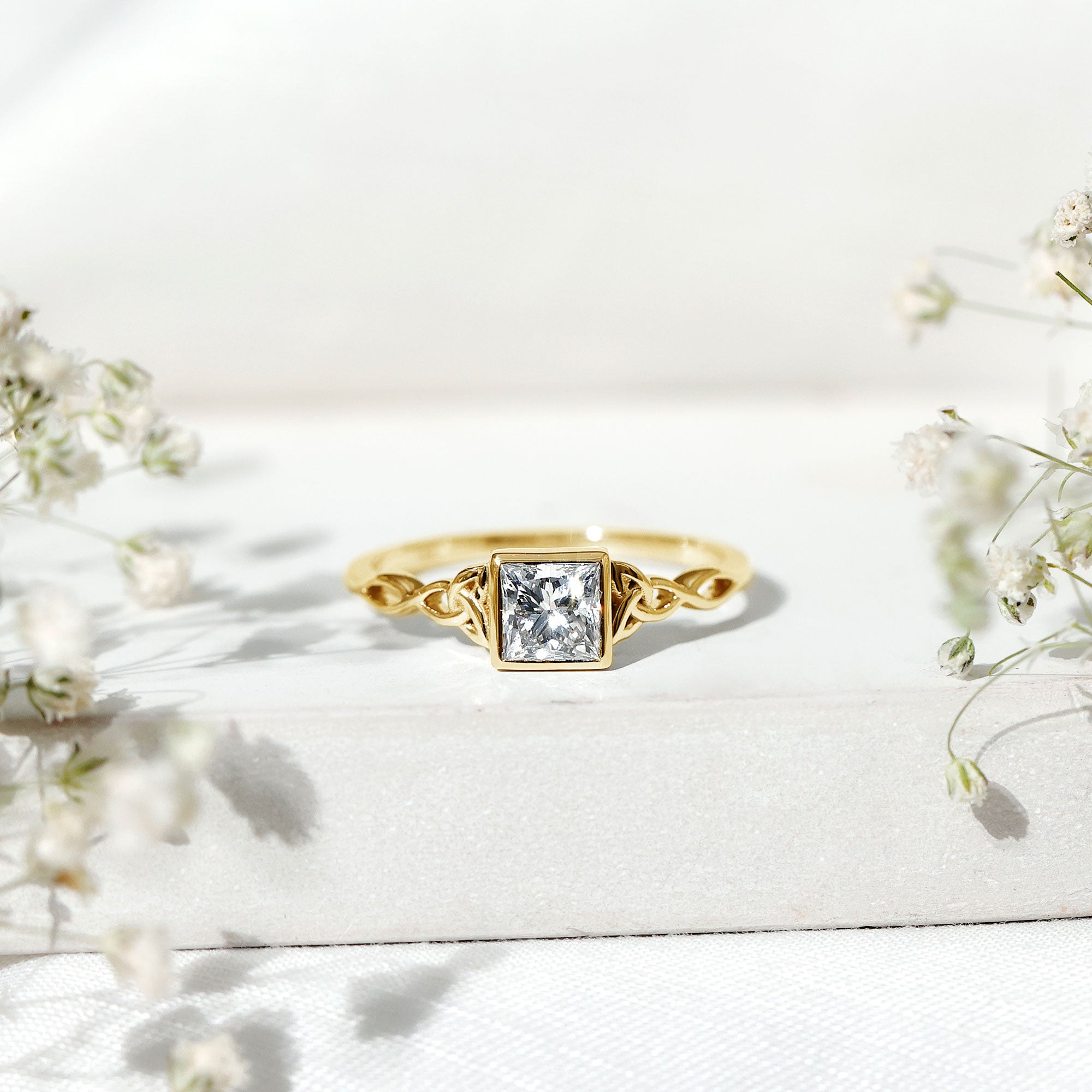 Princess Cut Moissanite Promise Ring in Bezel Setting D-VS1 - Rosec Jewels