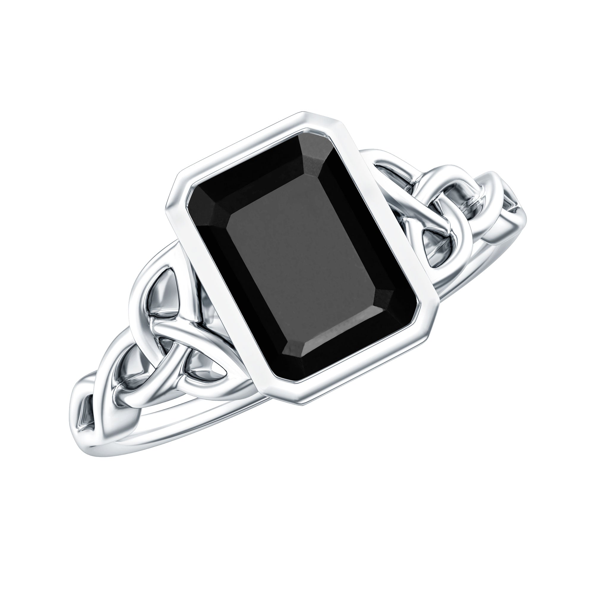 1.6 Carat Lab Grown Black Diamond Celtic Knot Engagement Ring with Surprise White Diamond AAAA ( Synthetic ) - Rosec Jewels