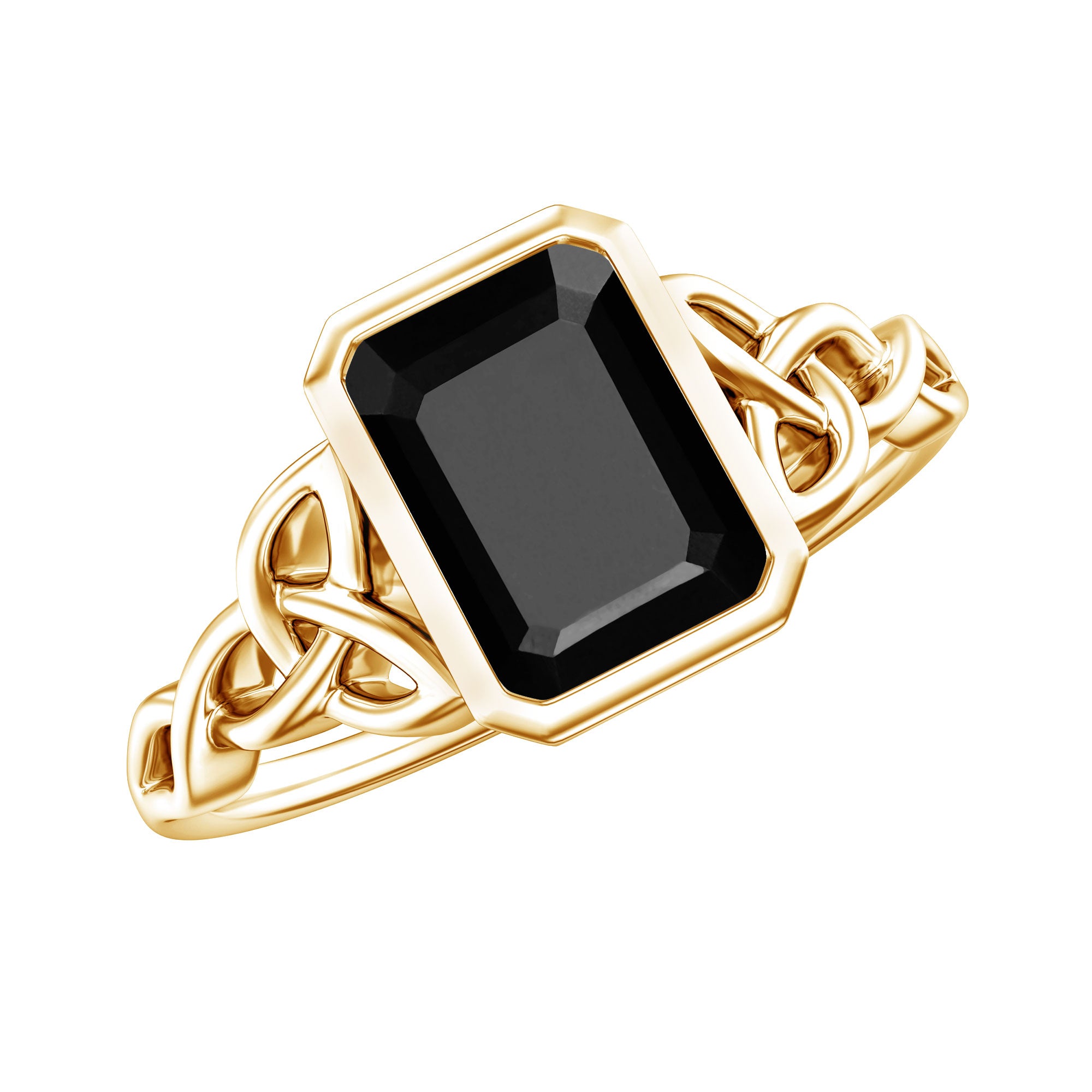 1.6 Carat Lab Grown Black Diamond Celtic Knot Engagement Ring with Surprise White Diamond AAAA ( Synthetic ) - Rosec Jewels