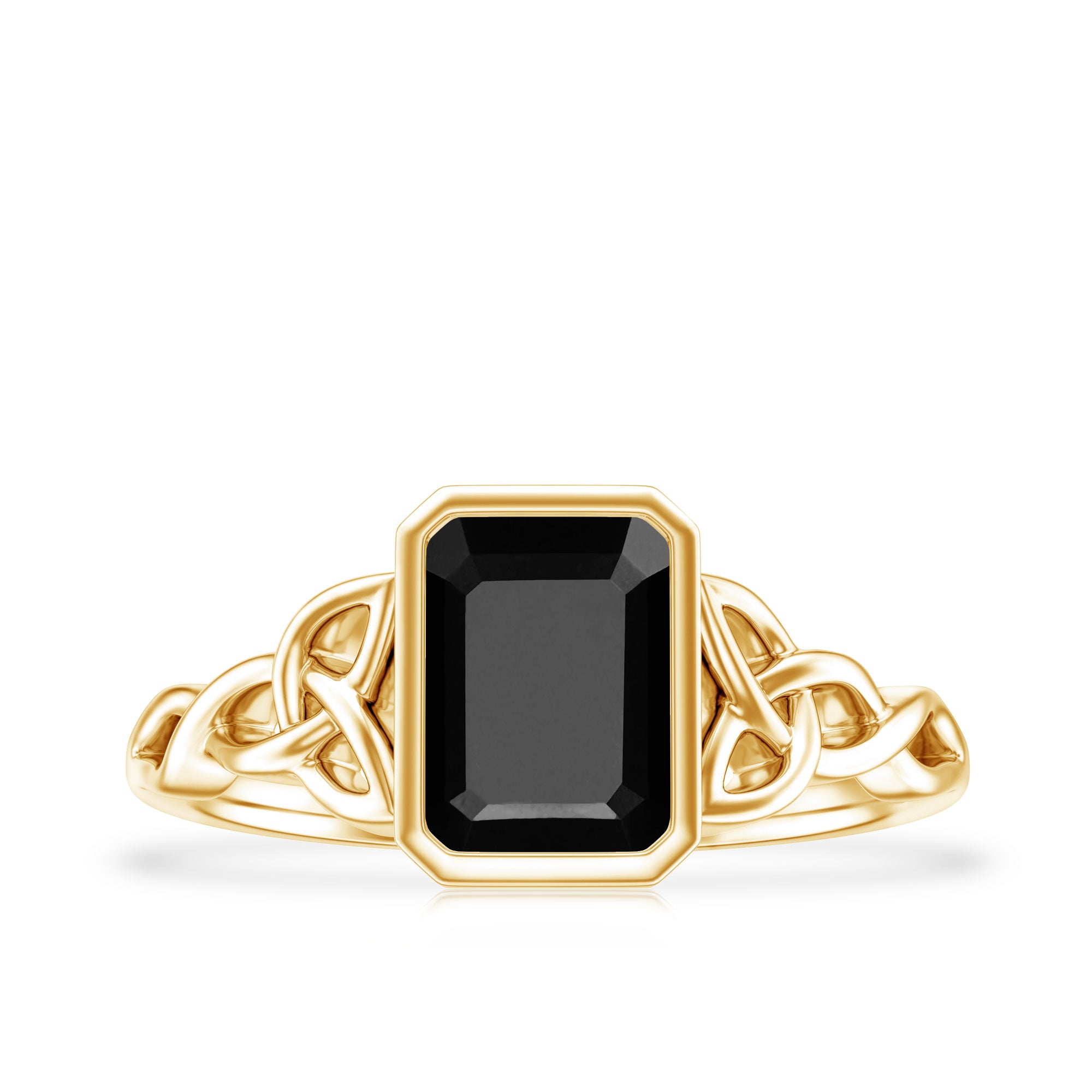 1.6 Carat Lab Grown Black Diamond Celtic Knot Engagement Ring with Surprise White Diamond AAAA ( Synthetic ) - Rosec Jewels