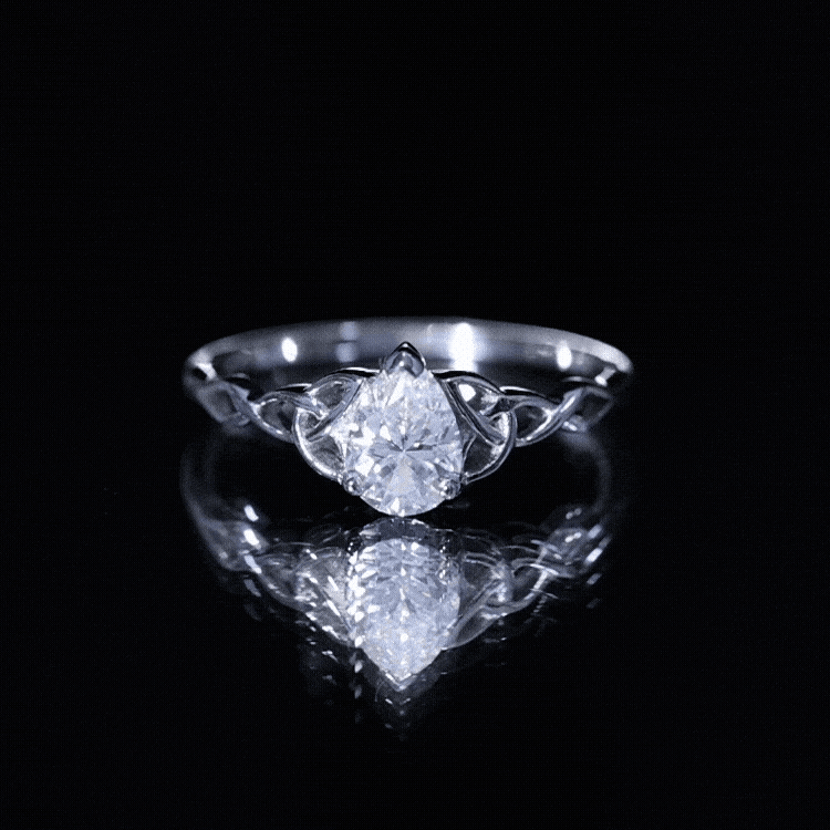 Pear Cut 0.79 Carat Moissanite Celtic Engagement Ring D-VS1 - Rosec Jewels