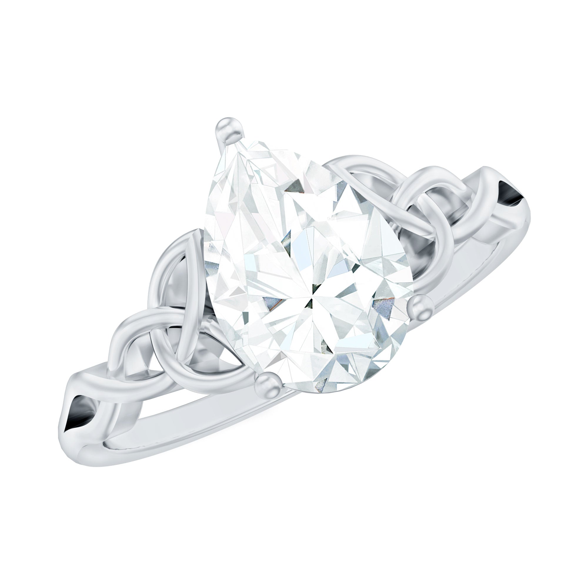 Pear Cut 5X7 MM Moissanite Celtic Engagement Ring D-VS1 - Rosec Jewels