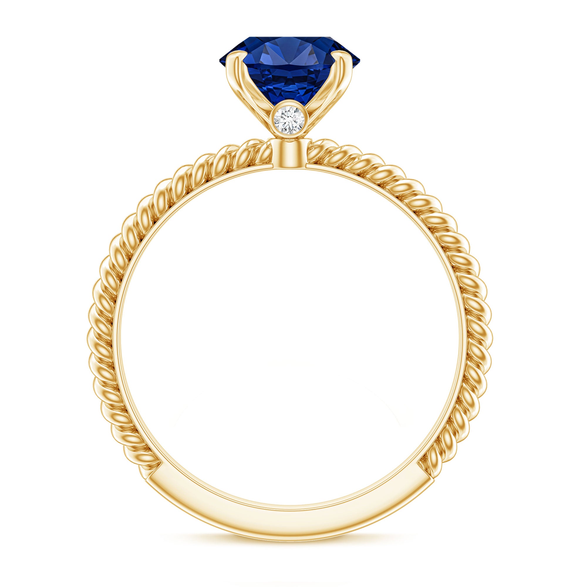 Certified 4 Carat Lab Grown Blue Sapphire Engagement Ring with Surprise Diamond AAAA - Rosec Jewels