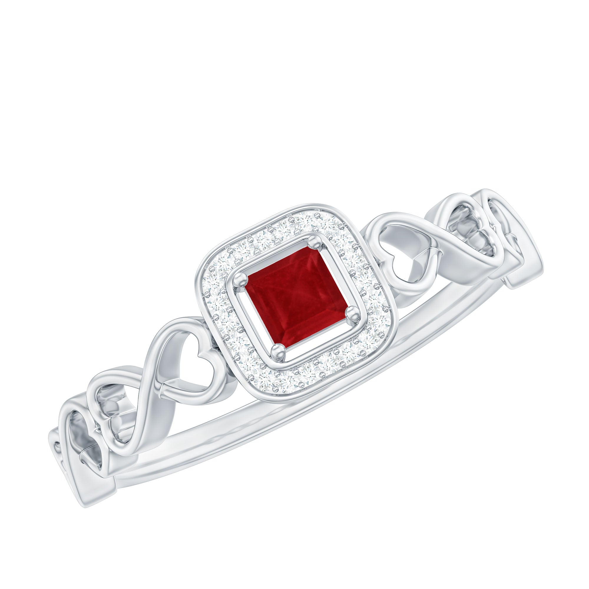 Real Ruby Infinity Heart Promise Ring with Diamond