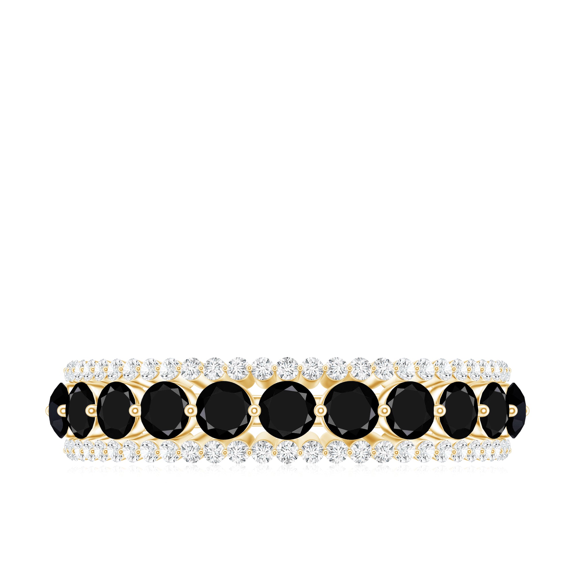 Natural Black Spinel Diamond Half Eternity Ring for Anniversary AAA - Rosec Jewels