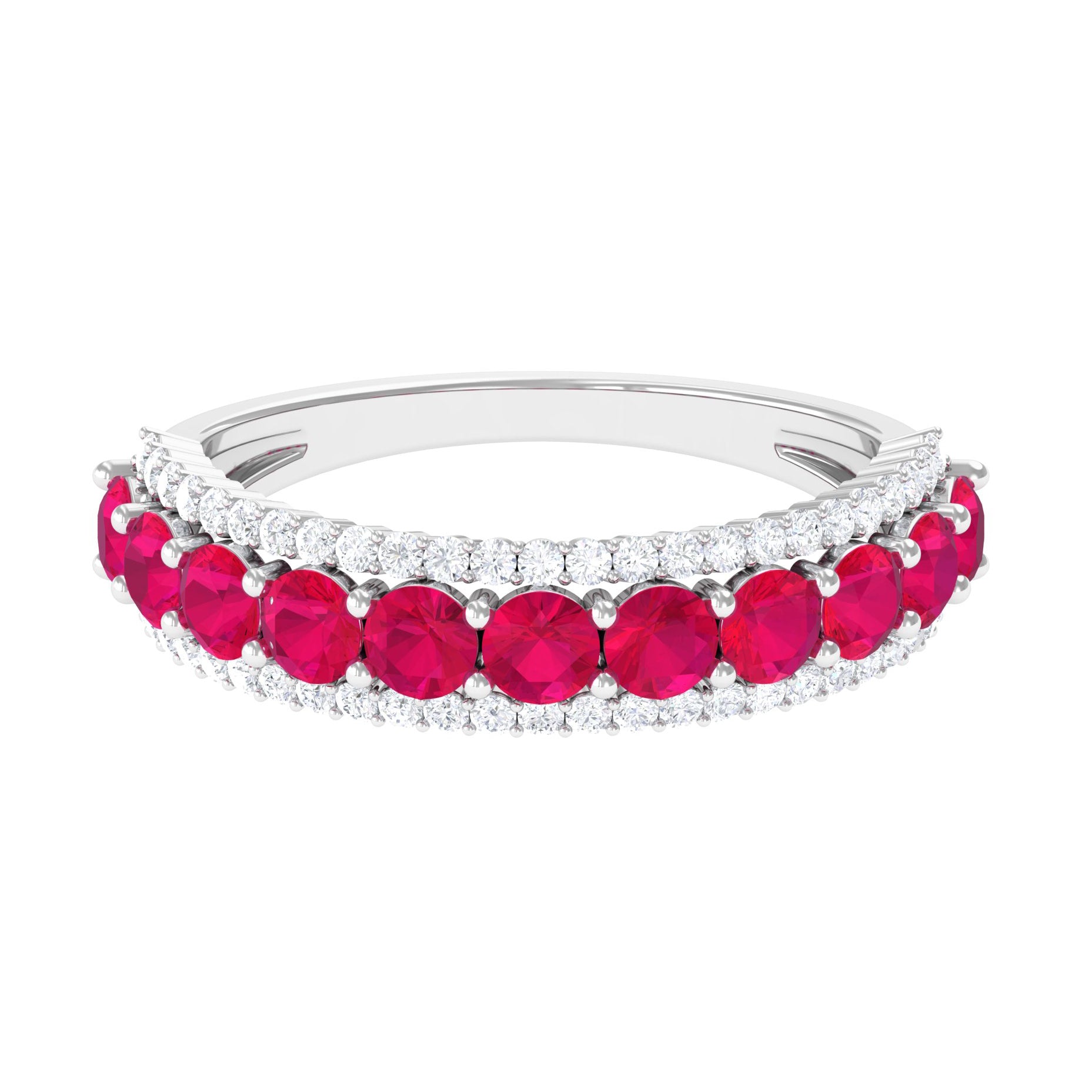 1.50 CT Ruby and Diamond Semi Eternity Ring