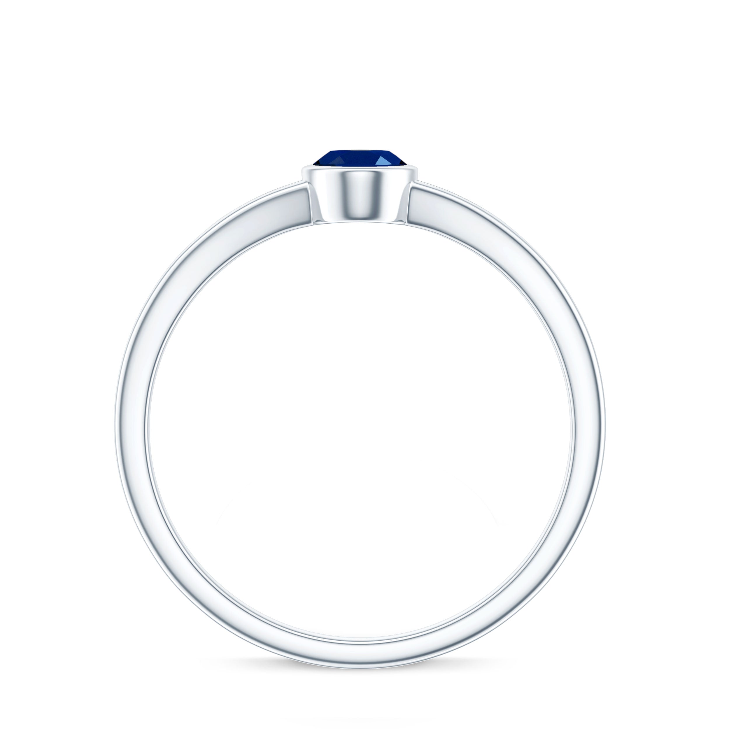Natural 0.6 Carat Oval Shape Blue Sapphire Promise Ring with Split Shank AAA - Rosec Jewels